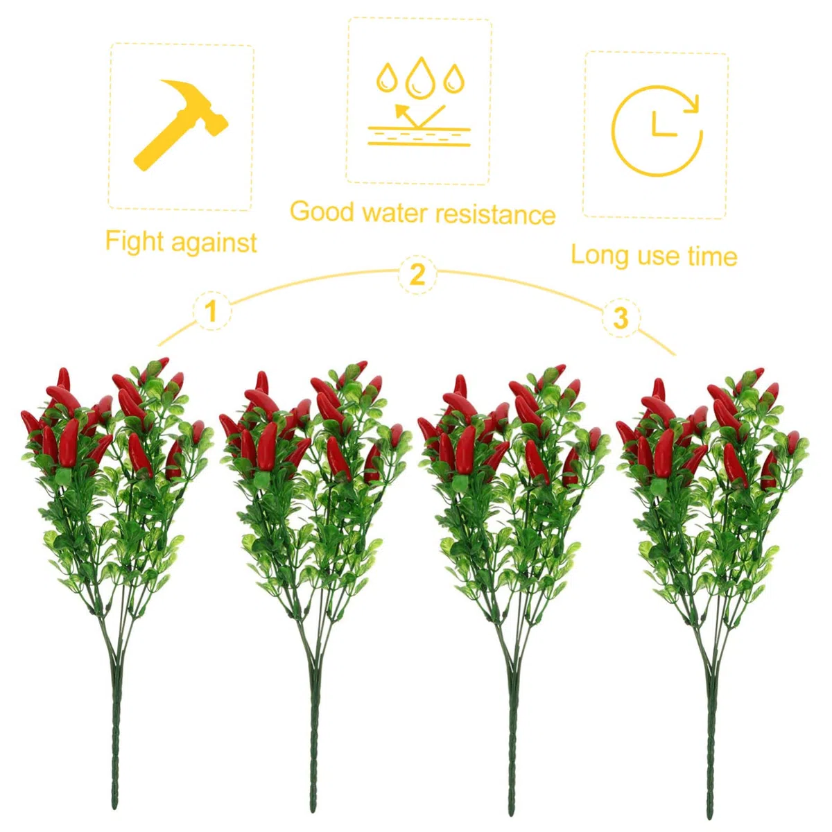 Ciieeo Bouquet di Peperoncini Finti in Plastica 4 Pezzi, Simulazione Realistica, Facile da Curare, Decorazione per Banchetti e Ambienti Esterni