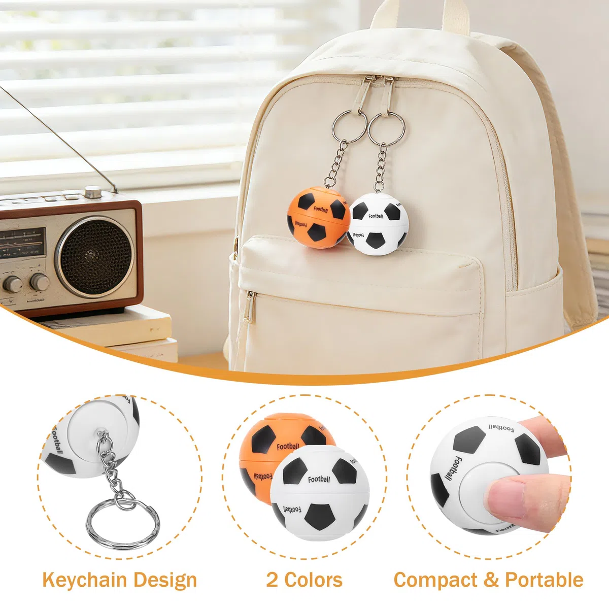 16 Pezzi Portachiavi Calcio Mondiali, Portachiavi Calcio Girevole Staccabile con Tema Mondiale, Giocattoli Antistress per Borse Regalo per Bambini e Bambine, Mini Giocattoli per Premietti e Ricordini