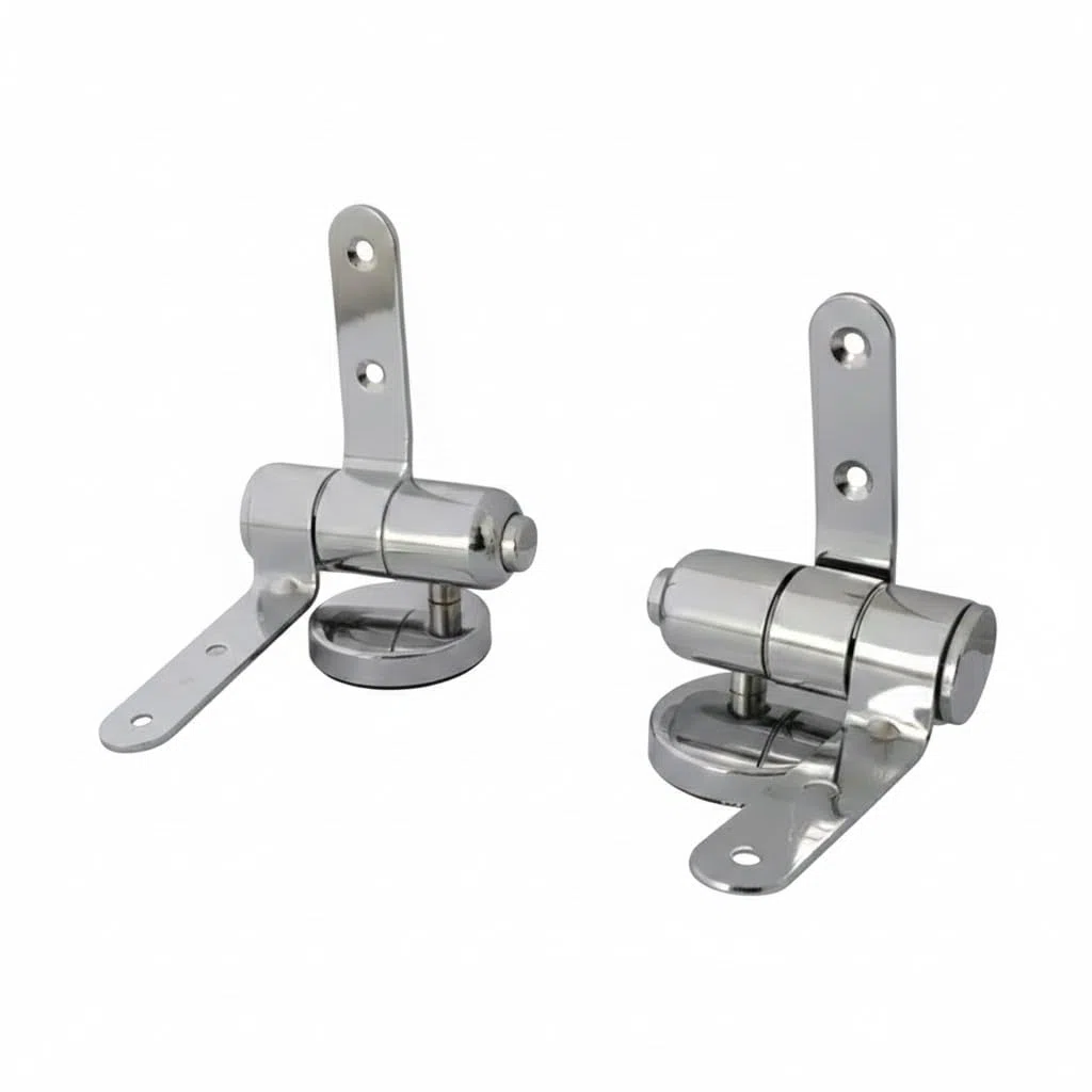 Coppia di Cerniere WC Universali in Acciaio Inox Cromato - Kit di Fissaggio Sedile Copriwater con Chiusura Ammortizzata Soft Close - Ricambi Professionali Facili da Installare