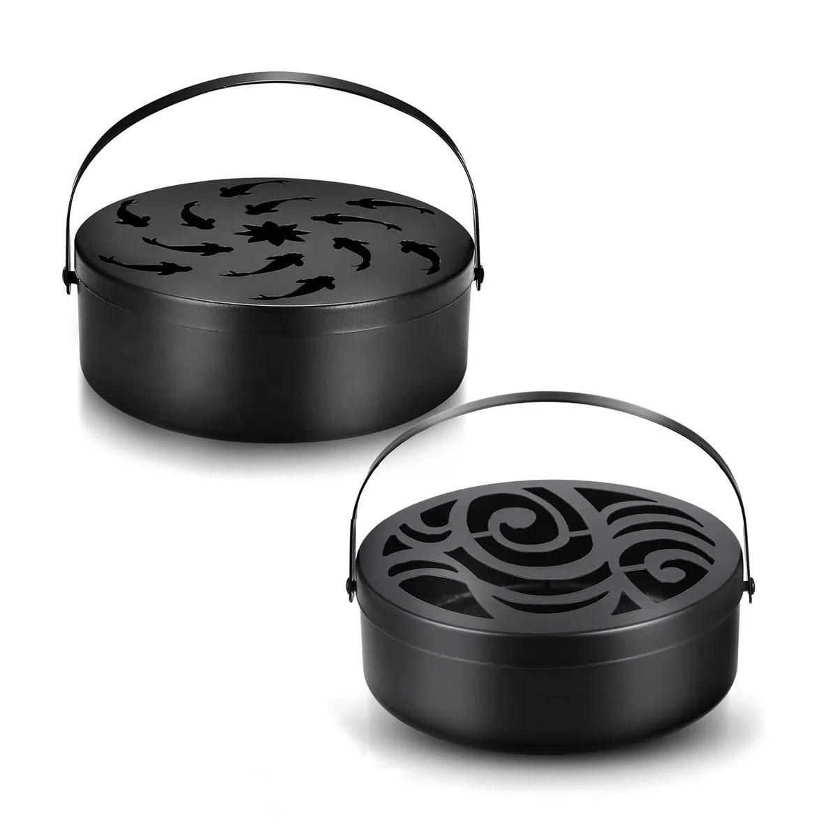 2 Pcs Supporto per Bobine di Zanzara, Portabobine in Acciaio Inox, Portabobine d'Incenso con Coperchio, per Casa, Giardino, Campeggio, Pesca, Viaggi All'Aperto
