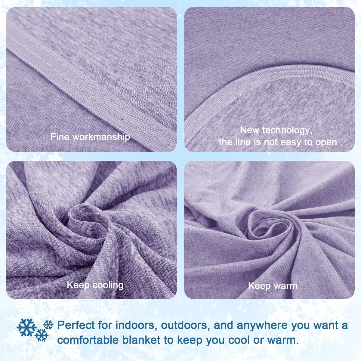 Coperta Rinfrescante per Sudorazione Notturna, Q-Max > 0.45 Coperta Estiva Ghiacciata, sottile, morbida, traspirante, leggera, fresca, per letto, divano, viola, 228x274cm