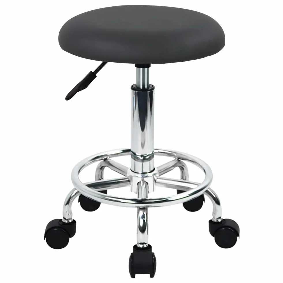 WKWKER Sgabello ergonomico a rotolamento Sgabello in pelle PU su ruote Sgabello girevole regolabile in altezza Sedile per cucina Redazione Salon Lab Ufficio Sgabello da massaggio (grigio)