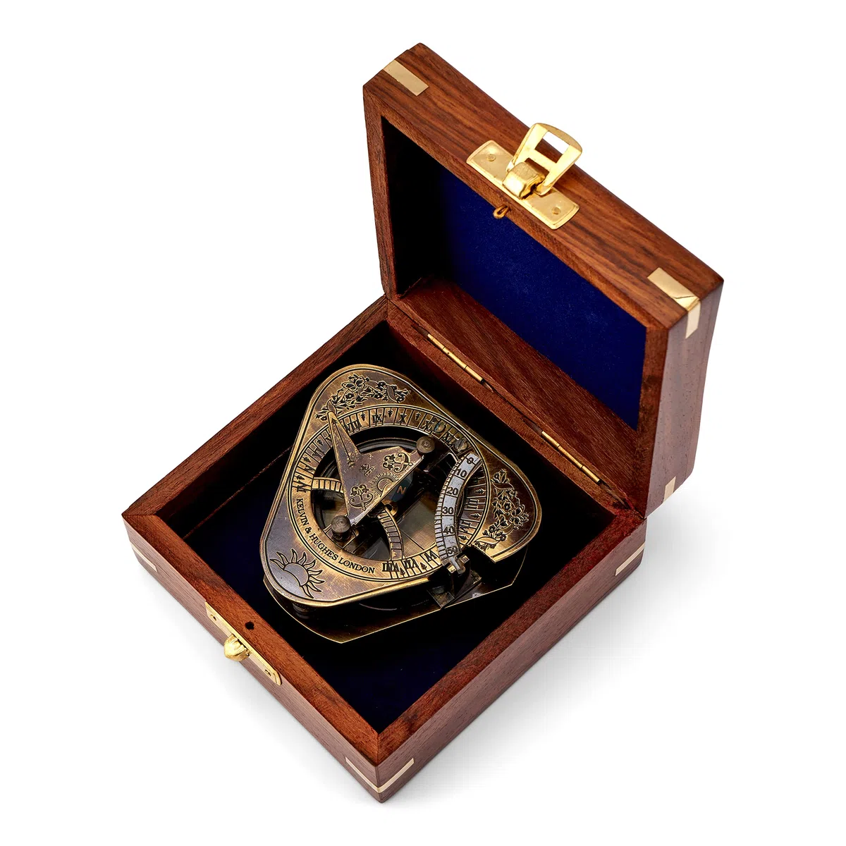 NKlaus bussola meridiana in ottone antico Roger's Rangers replica 8x8x6,5cm in scatola di legno 11680