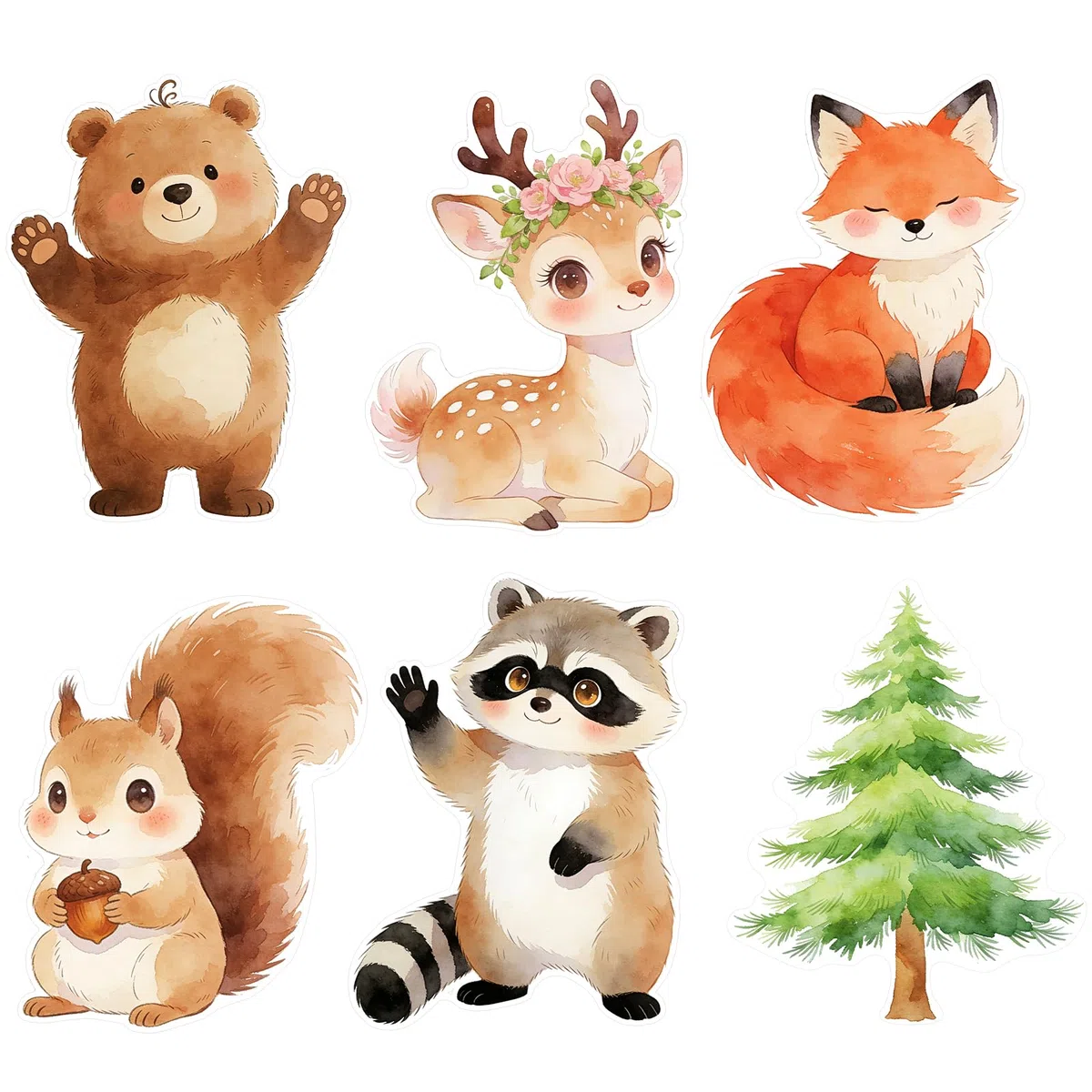 6 pezzi di cuccioli di animali del bosco da 30 cm con supporto, decorazioni per compleanno a tema animali del bosco, accessori per feste, decorazioni per compleanno Animal Fotografia Prop