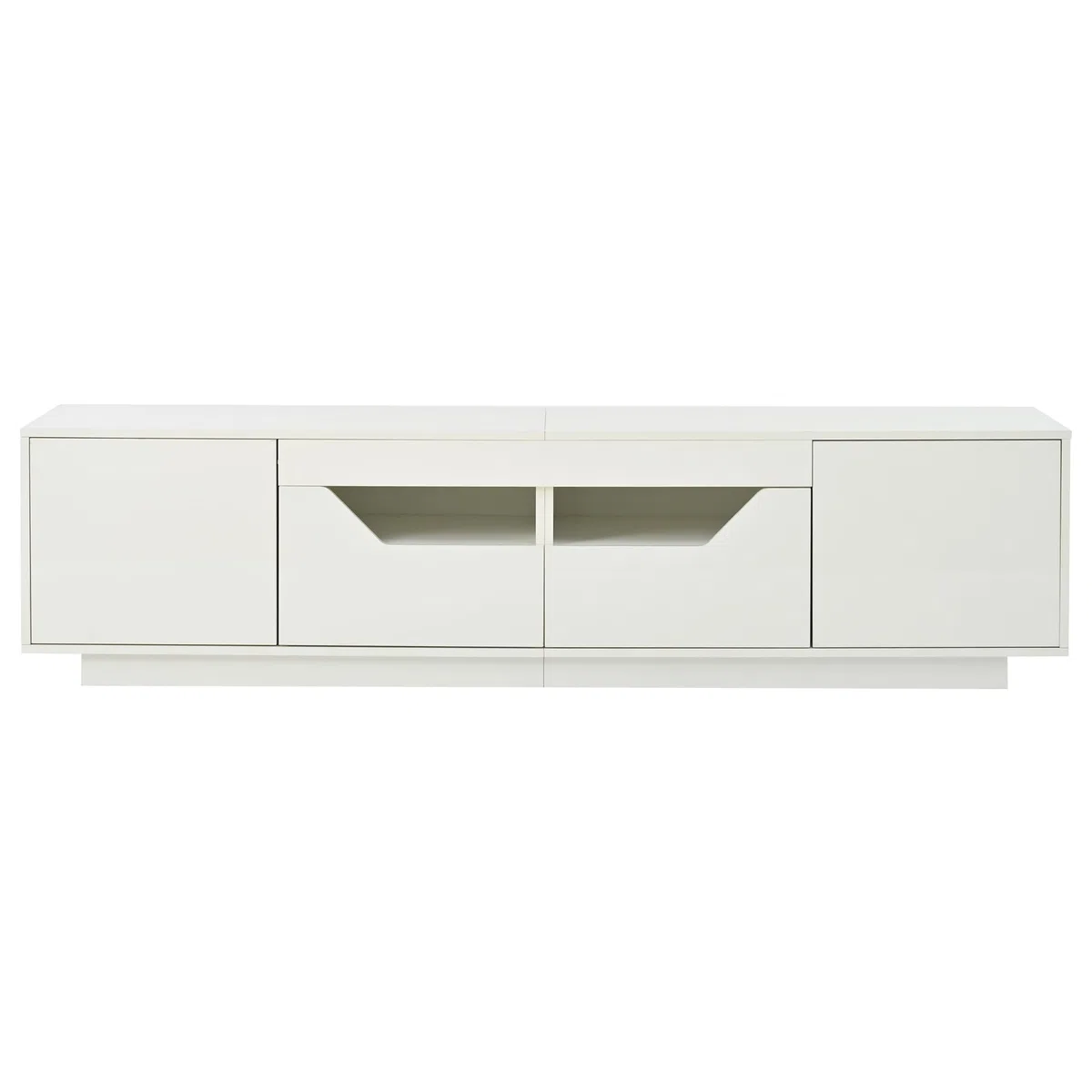 Mobile TV da 180 x 40 x 45 cm, con 2 cassetti e 2 armadi, mobile TV lucido con luci a LED, TV da 75 pollici, bianco