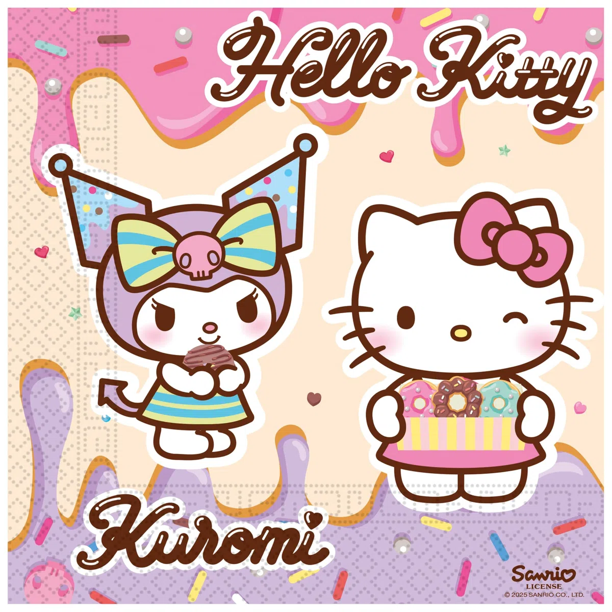 Procos - Decorazione per compleanno Hello Kitty & Kuromi, 52 pezzi, piatti, bicchieri e tovaglioli di carta per feste di compleanno per bambini, articoli per la tavola