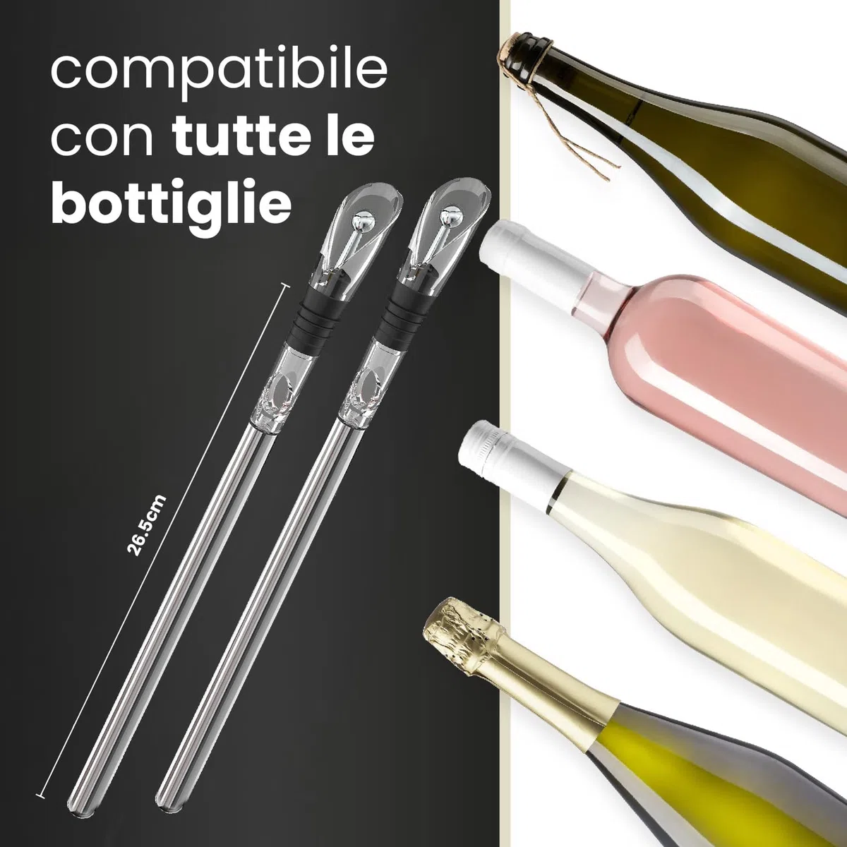 Beyond Refrigeratore per Vino in Acciaio Inox con Versatore – Refrigerante per Vino, Accessorio e Regalo per Amanti del Vino Uomo Donna | Set Refrigerante per Vino Bianco e Rosso (Set Regalo)