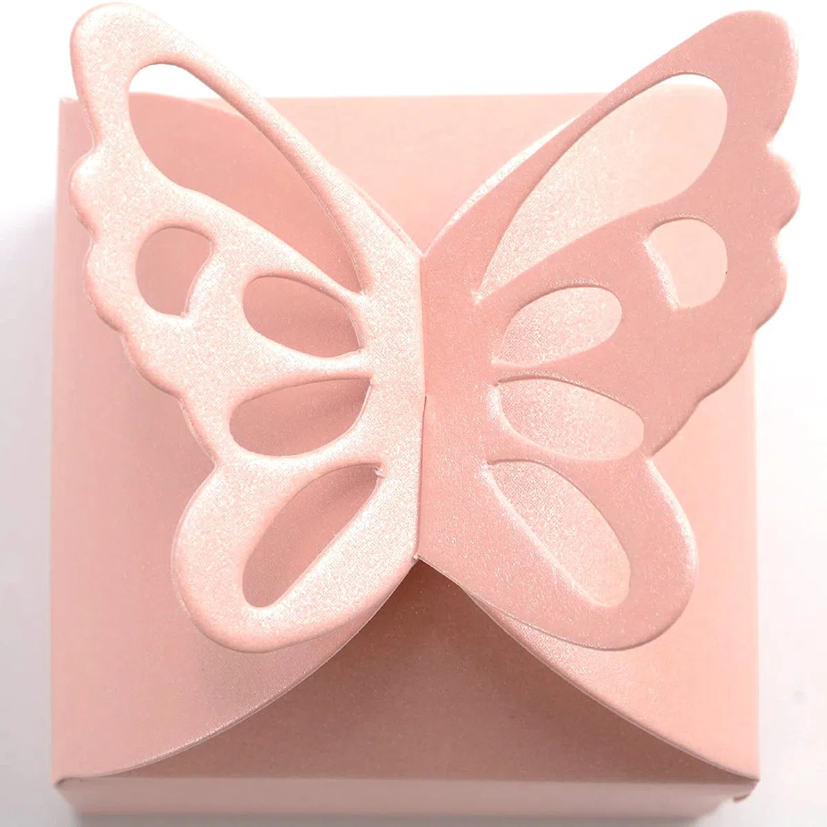 Scatole Bomboniere Farfalla, 50 PCS Carta Perlata Scatola per Caramelle Rosa, Scatole Regalo Rosa,Portaconfetti Scatola per Baby Shower, Compleanno, Matrimonio, Natale, Feste Decorazione da Tavola