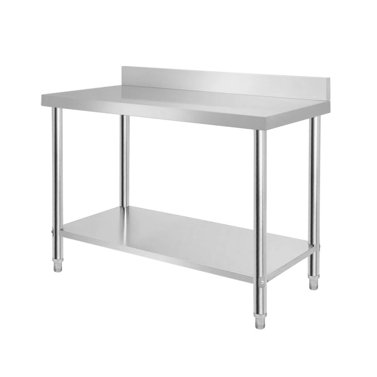 HENGMEI Tavolo da cucina in acciaio inox, regolabile in altezza, per cucina, bar, ristorante, 120 x 60 x 85 cm, con alzata