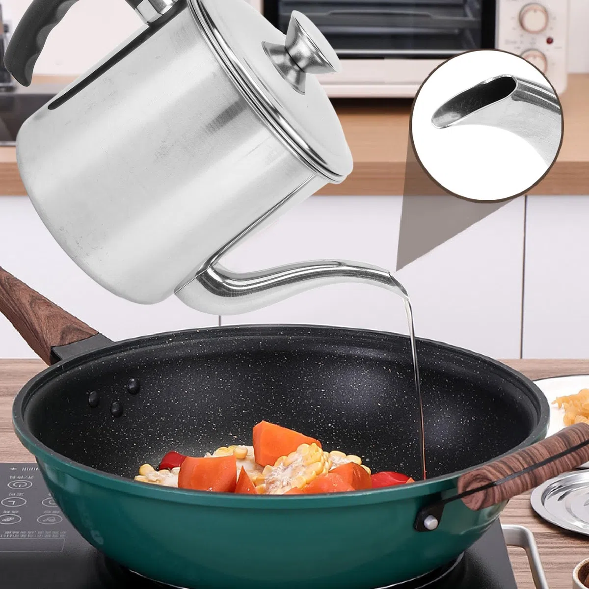 SIXRUN Contenitore per Grasso, Contenitore per Olio in Acciaio Inossidabile con Filtro a Rete Fine Perforata, per, Grasso per Pancetta, Olio per Frittura, 1,4 L