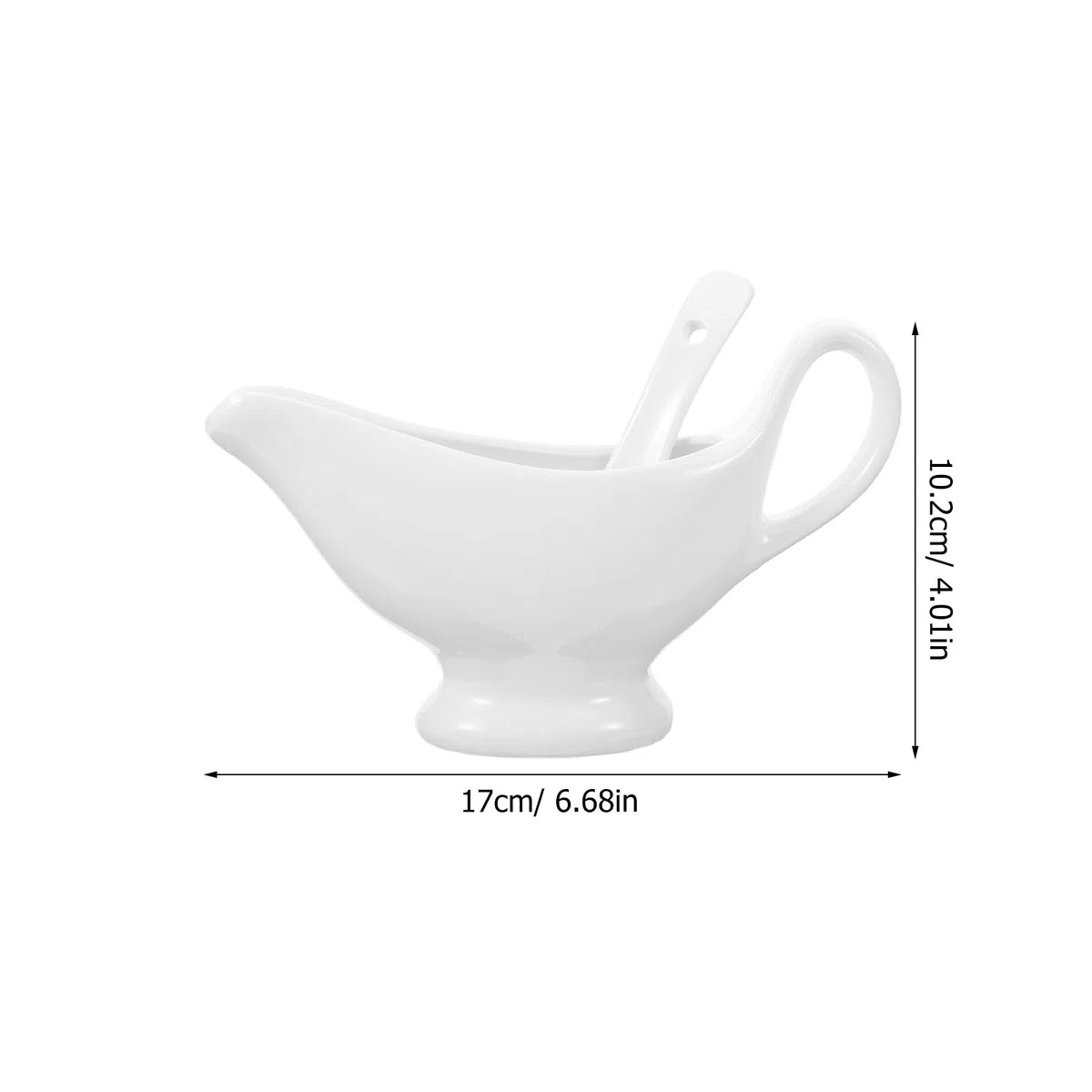 Salsiera in Ceramica Con Cucchiaio Profondo Set Di 2 Pezzi 175Ml Ideale Per Salsa Condimenti Latte E Brodo Design Elegante E Funzionale