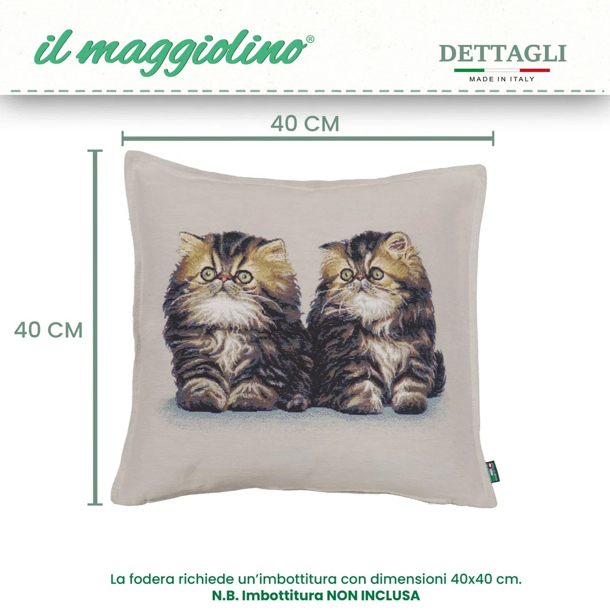IL MAGGIOLINO | Fodera 40x40 Gobelin con Stampa Scoiattolo, Tessuto Doppio, Cerniera Nascosta, Made in Italy