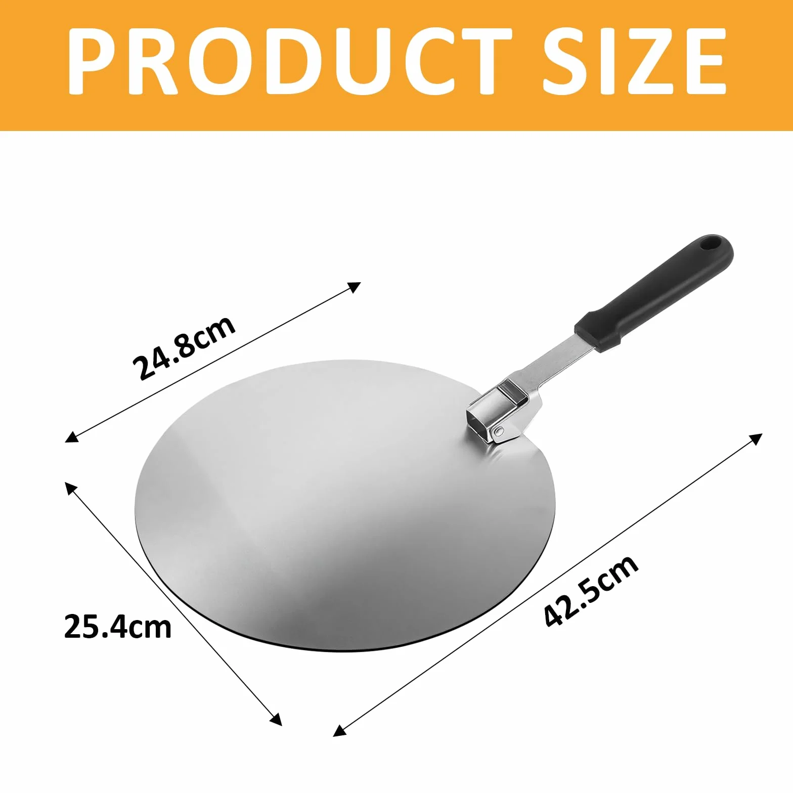 10 Pollici Pala per Pizza, Pieghevole Manico Spatola per Pizza, Acciaio Inossidabile Pala per Pizza Corta, Circolare Palino per Pizza Focaccia, Pane Grigliato, Torte (30.5 * 29.5cm)