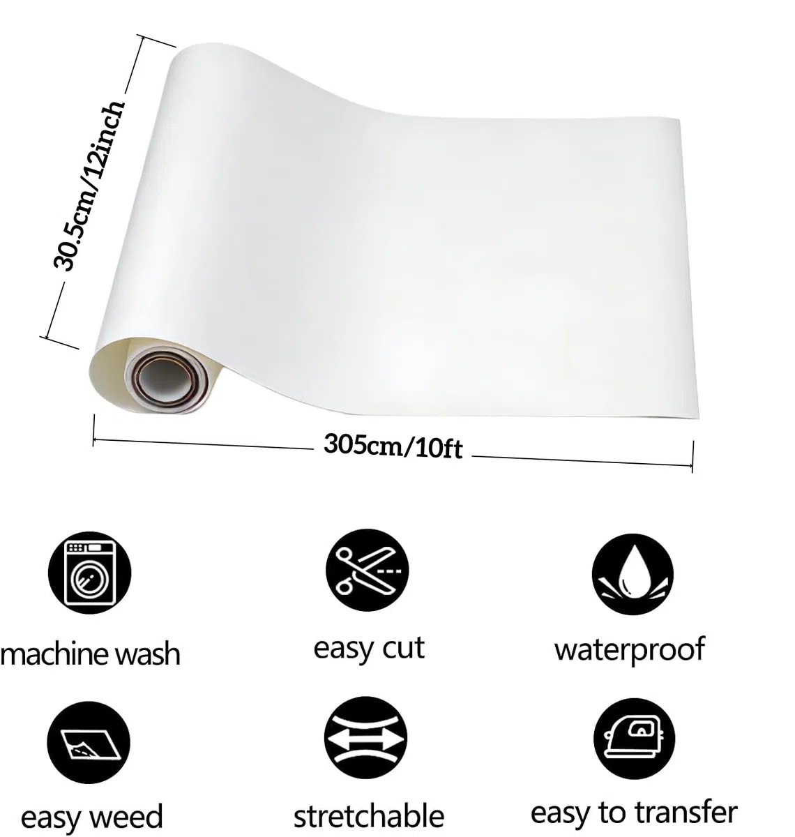 Vinile Termoadesivo per Tessuti 30,5 cm x 3 m,Pellicola per Plotter in Vinile a Trasferimento Termico,Facile da Tagliare e Eliminare per T-Shirt (Blu Scuro)