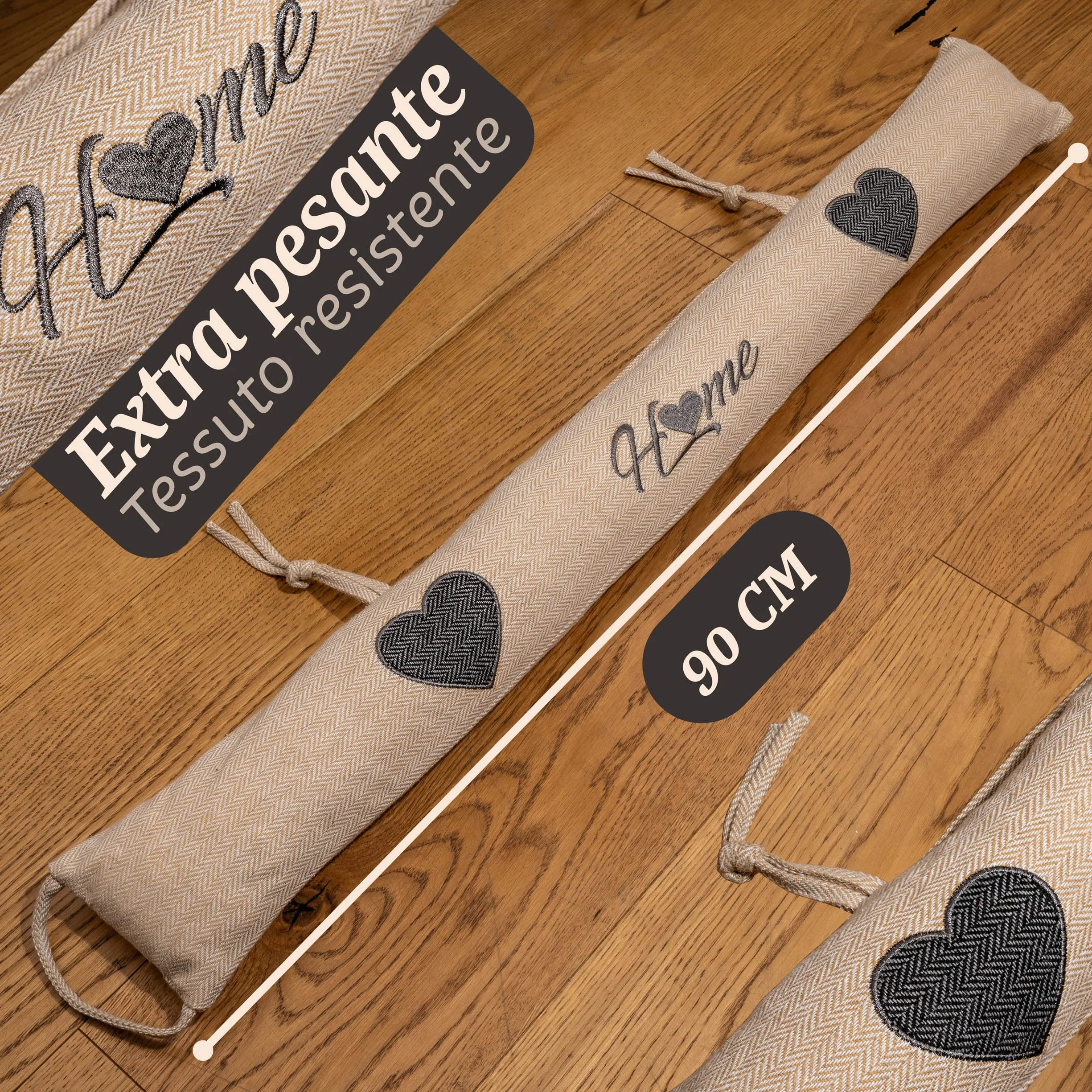 Praknu Paraspifferi Isolante per Porte e Finestre 90 cm - Lavabile - Risparmio Energetico - Extra Pesante - Beige