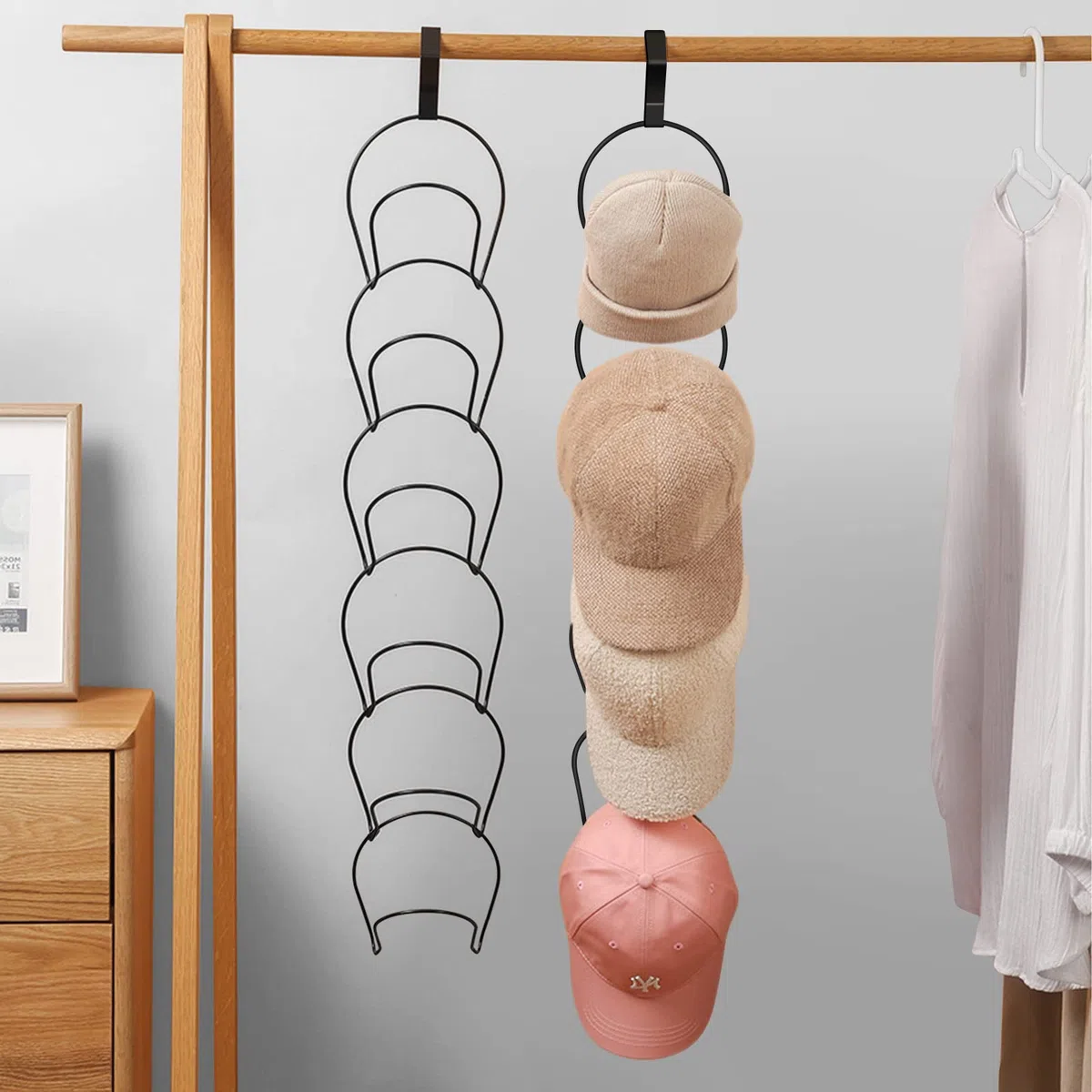 12 pezzi Appendiabiti Rack Organizzatore Armadio Appeso Cappello Baseball Display Storage Rack per sciarpe, borse, asciugamani, cravatte Sopra la porta, montato a parete con ganci