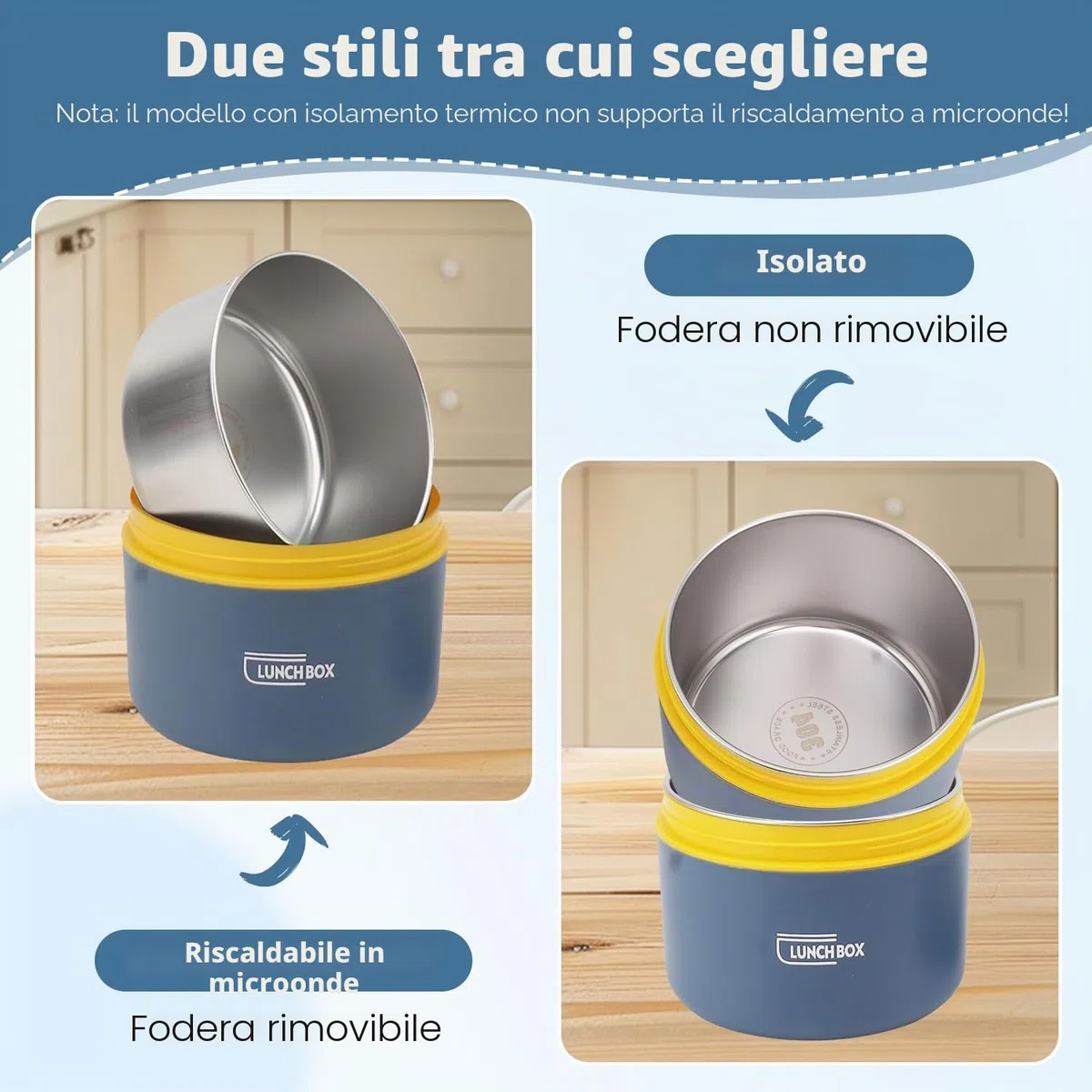 Termos per Alimenti, Contenitore Termico 550ml, Contenitore per Pranzo in Acciaio Inossidabile con Coperchio Contenitori per Conservazione Degli Alimenti Scatole Picnic (Mantieni caldo, Blu oceano)