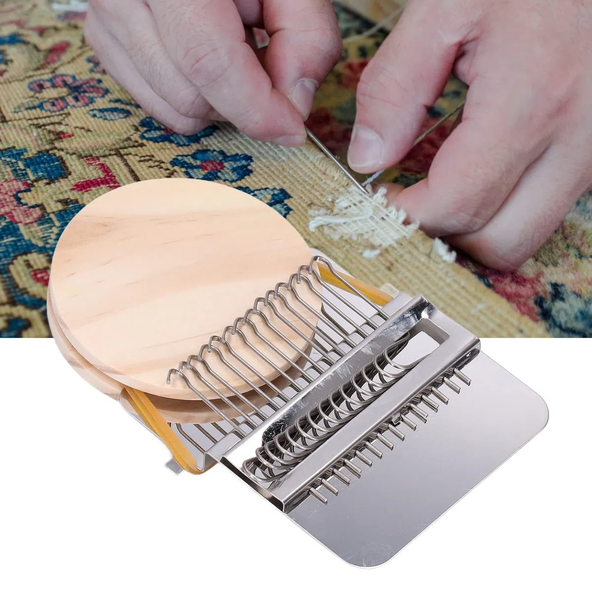Mini telaio rammendo, strumento intreccio portatile per tessitura, macchina maglieria veloce, 14 hooks acciaio inossidabile, per riparazione vestiti, cappelli, borse, jeans, calzini, arti manuali