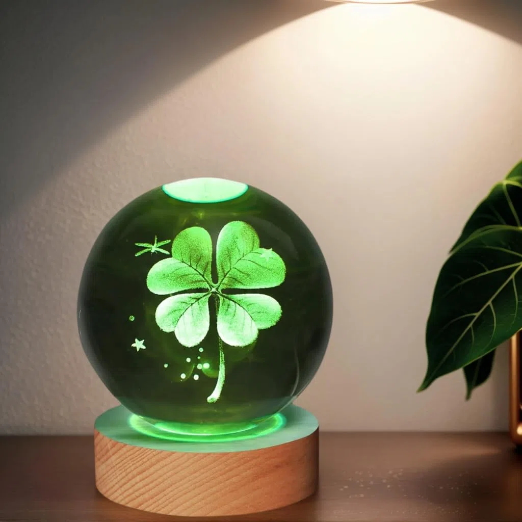 Palla di neve LED di Capodanno, decorazione natalizia, regali di Capodanno 3D, palla di cristallo, palla di luce della fortuna, palla di luce della fortuna, 7 palline di cristallo che