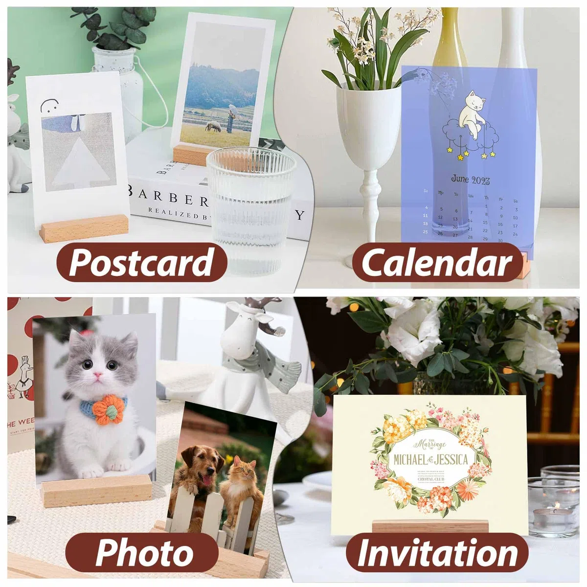 12 Pezzi Segnaposto in Legno, Porta Menu per Matrimonio, Segna Tavolo 10x3x2cm per Foto, Ristoranti, Banchetti e Feste
