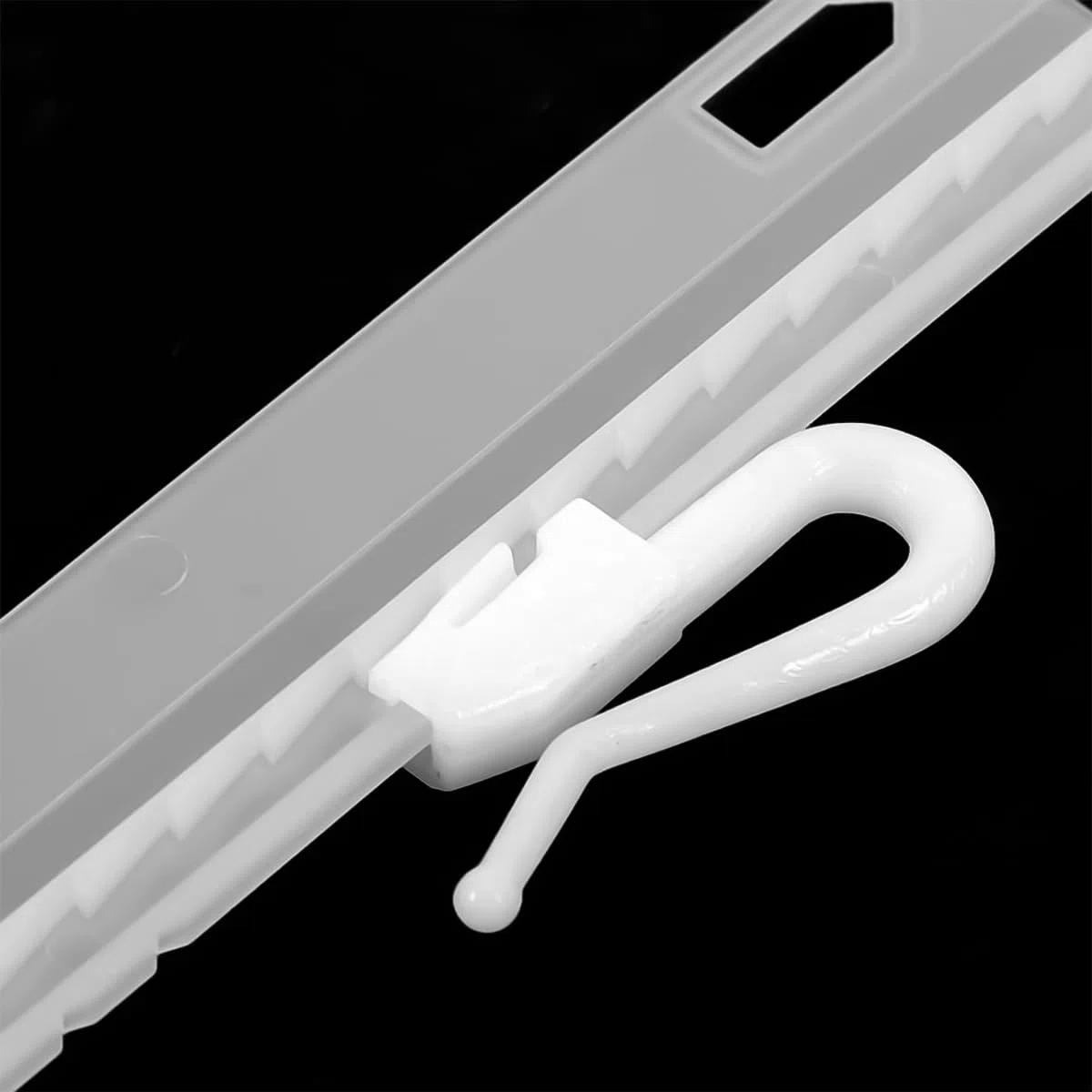 Sistema a cricchetto in plastica regolabile da 50 pezzi, gancio di regolazione in plastica per tende bianche con ganci a pieghe pizzicate per finestre