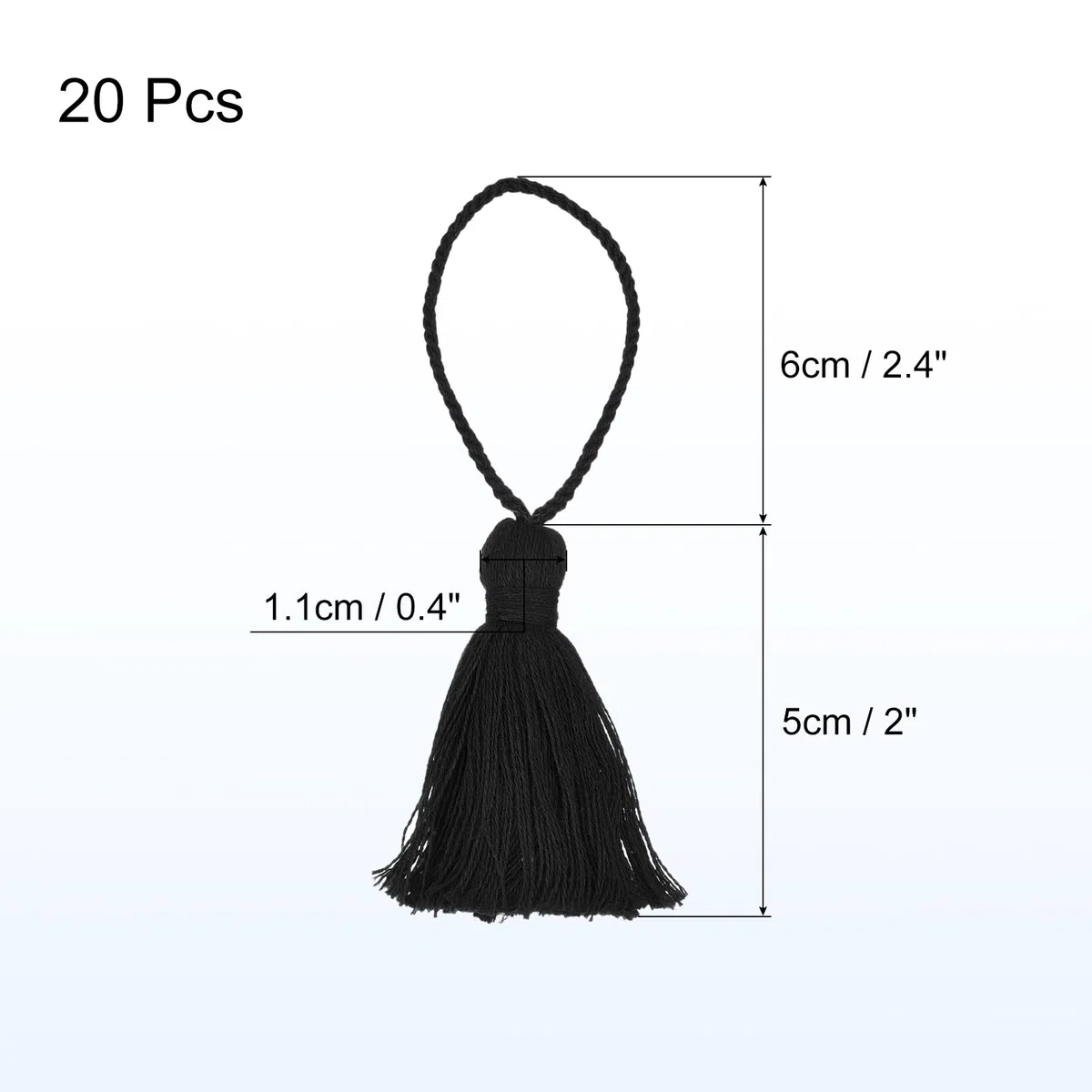 QUARKZMAN 20Pz Nappe Segnalibro 4.3 Pollici Anello Appendiabiti Nappe Piccole Nappe Morbide per Artigianato Fai da Te, Creazione di Gioielli, Laurea Fatta a Mano, Nero