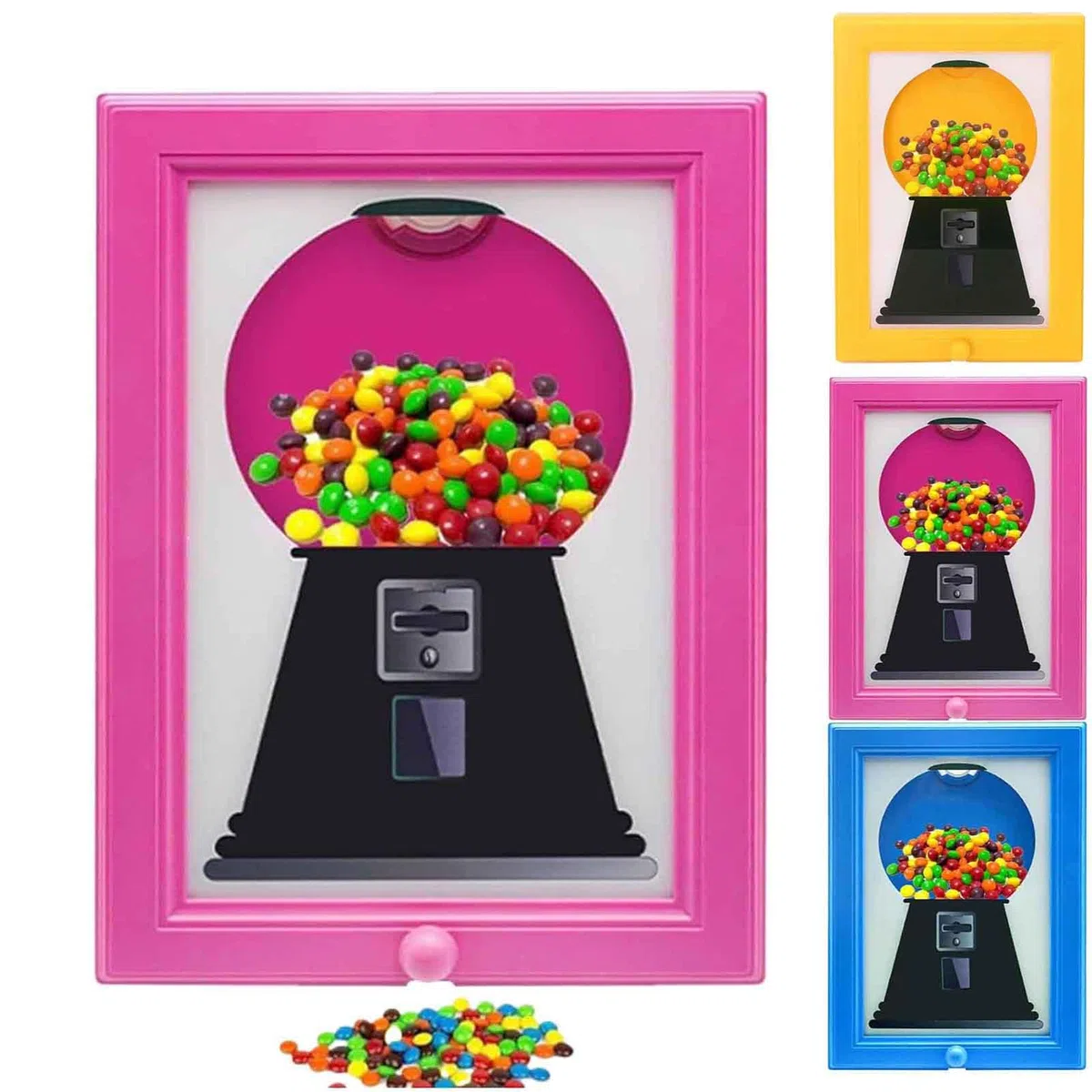 Distributore di cornici per foto di caramelle, dispenser di dolci con cornice per foto, macchina per immagini di Gumball, dispenser per caramelle da parete, per piano di lavoro della scrivania o
