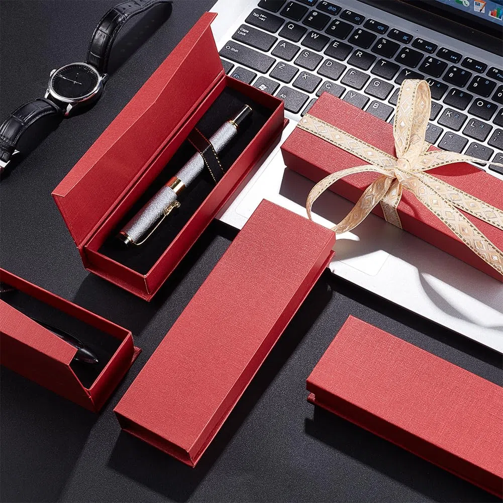 BENECREAT 10 confezione Regalo A Sfera Rosso Scuro con Chiusura Magnetica, Collana Lunga Astuccio In Cartone per Orologi, Penne, Collane, Bracciali, 17x5.25x2.45cm