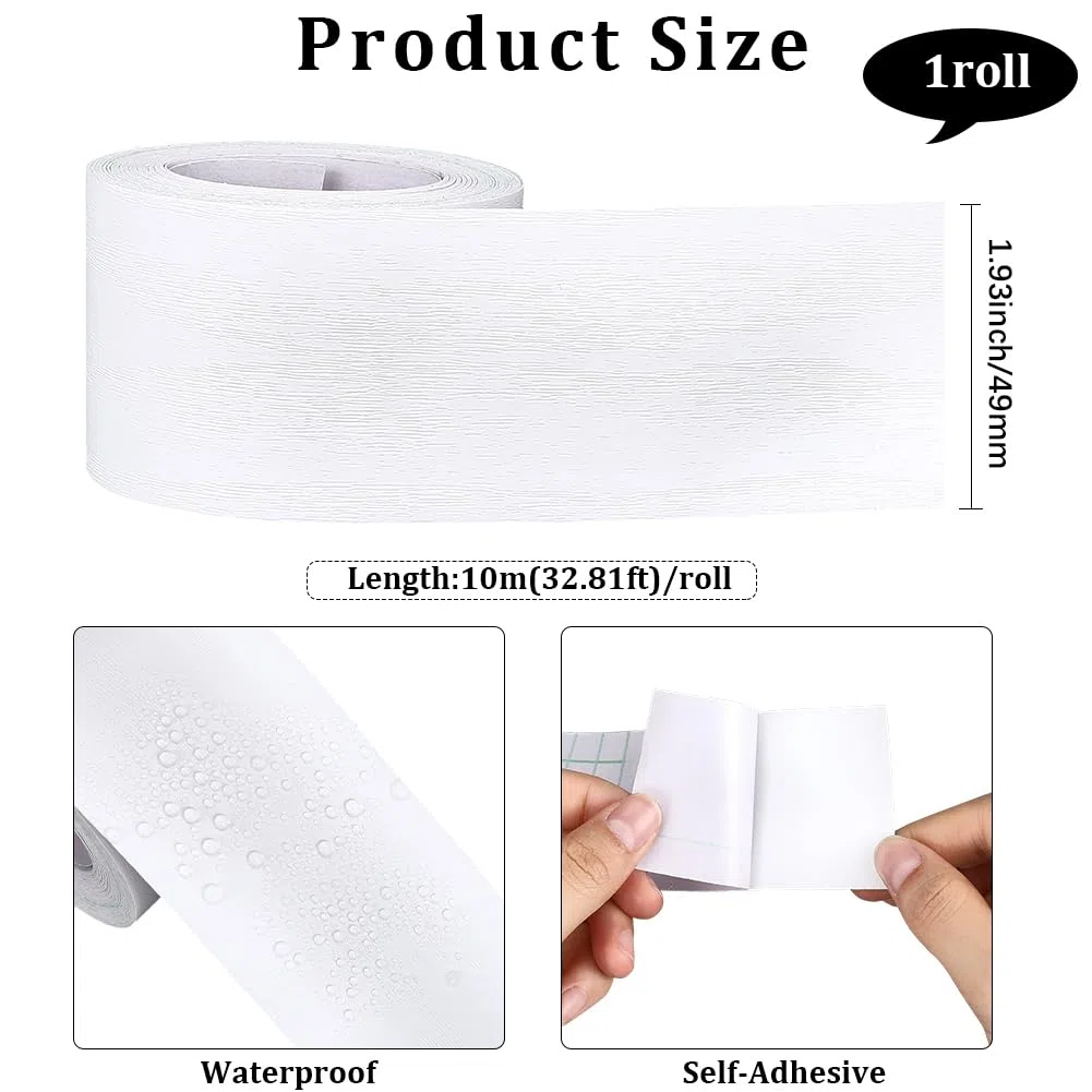 GORGECRAFT Nastro Adesivo Effetto Legno Testurizzato 10mX4.9cm Realistico in PVC Bianco Impermeabile Autoadesivo per Riparazioni di Tavoli Sedie Battiscopa Porte Pavimenti Mobili e Ristrutturazione