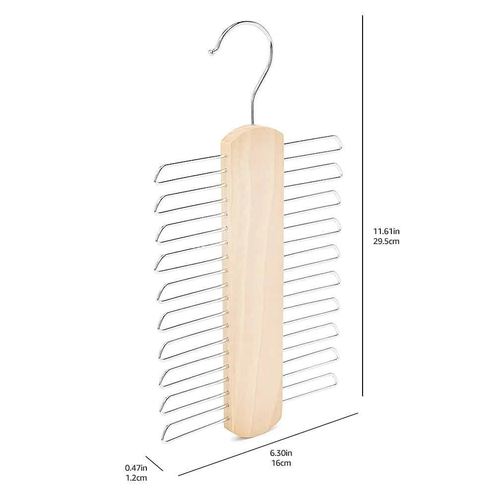 Amazon Basics Gancio con 20 barre porta cravatte e cinture in legno, naturale, confezione da 2