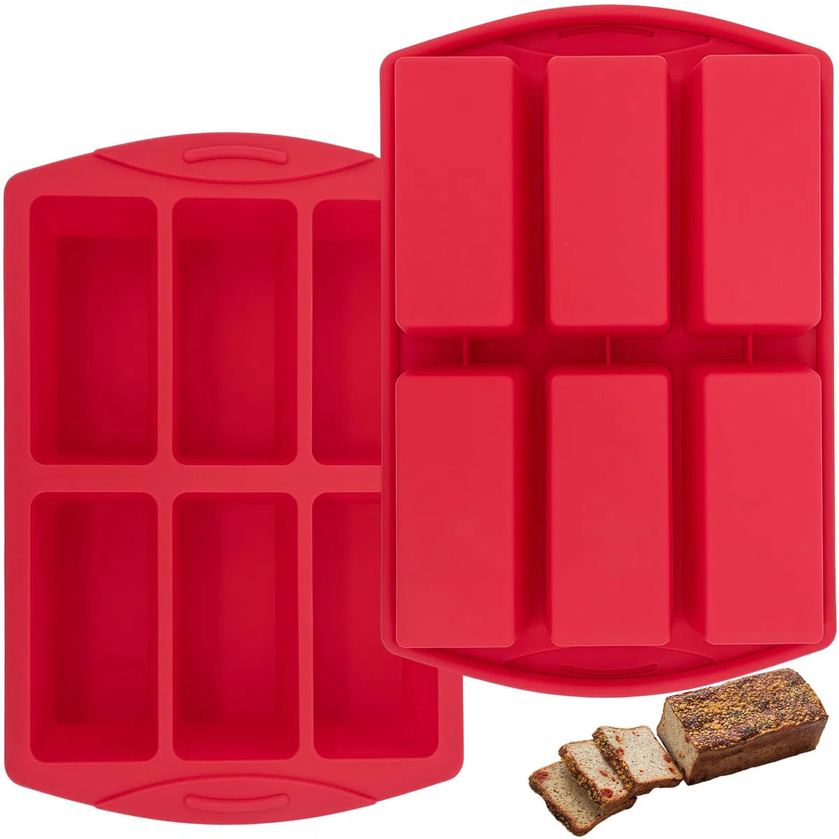 Set di 2 mini stampi in silicone per pane, toast, brownie, mais, cheesecake