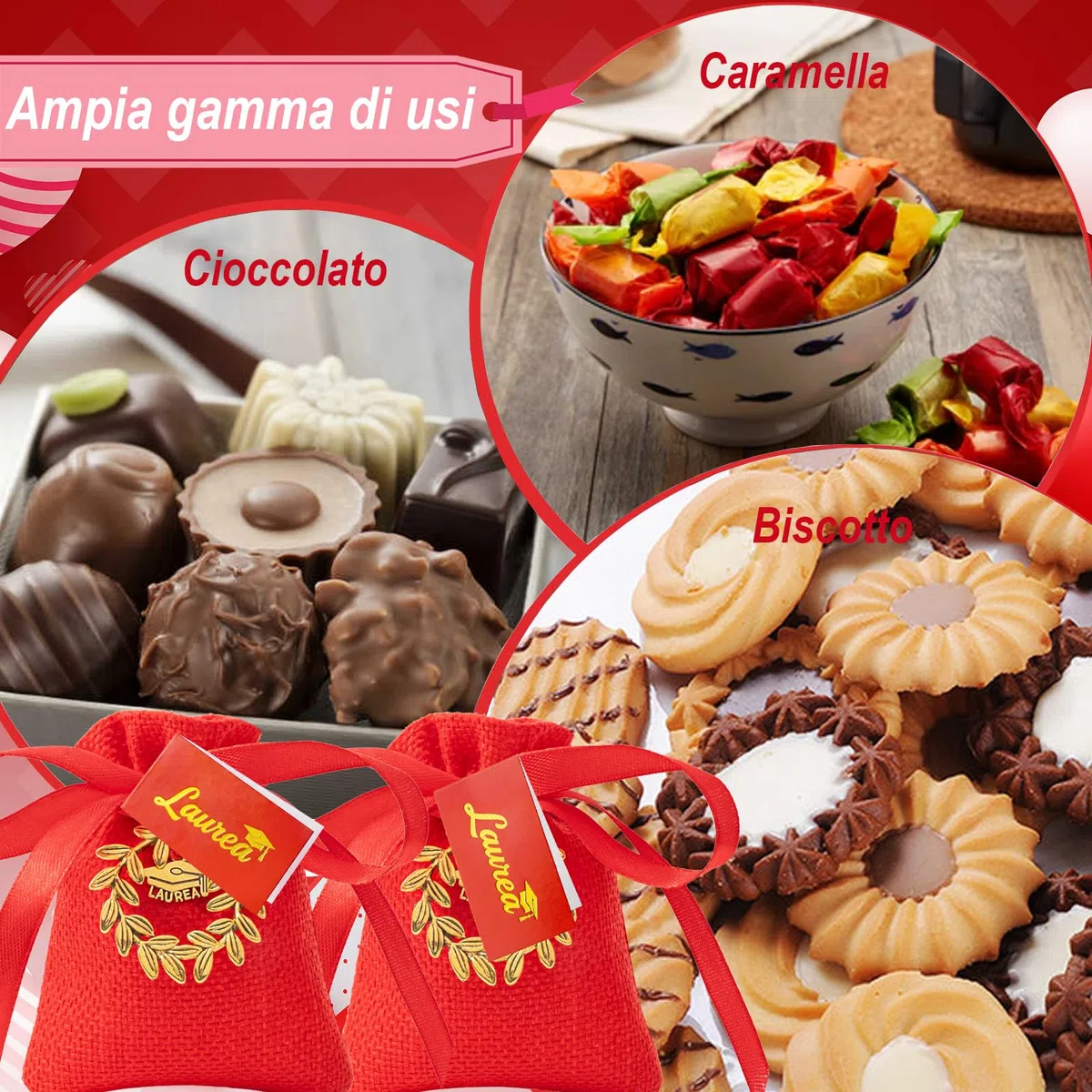 Sonekin 30pz Set Completo Sacchetti Laurea, Bomboniere Laurea (Oro 30pz) | Facile da Assemblare, Ben Fatto, Facile da Chiudere, Pensato per Cerimonie di Laurea, Molto Carino, Bomboniere Perfette