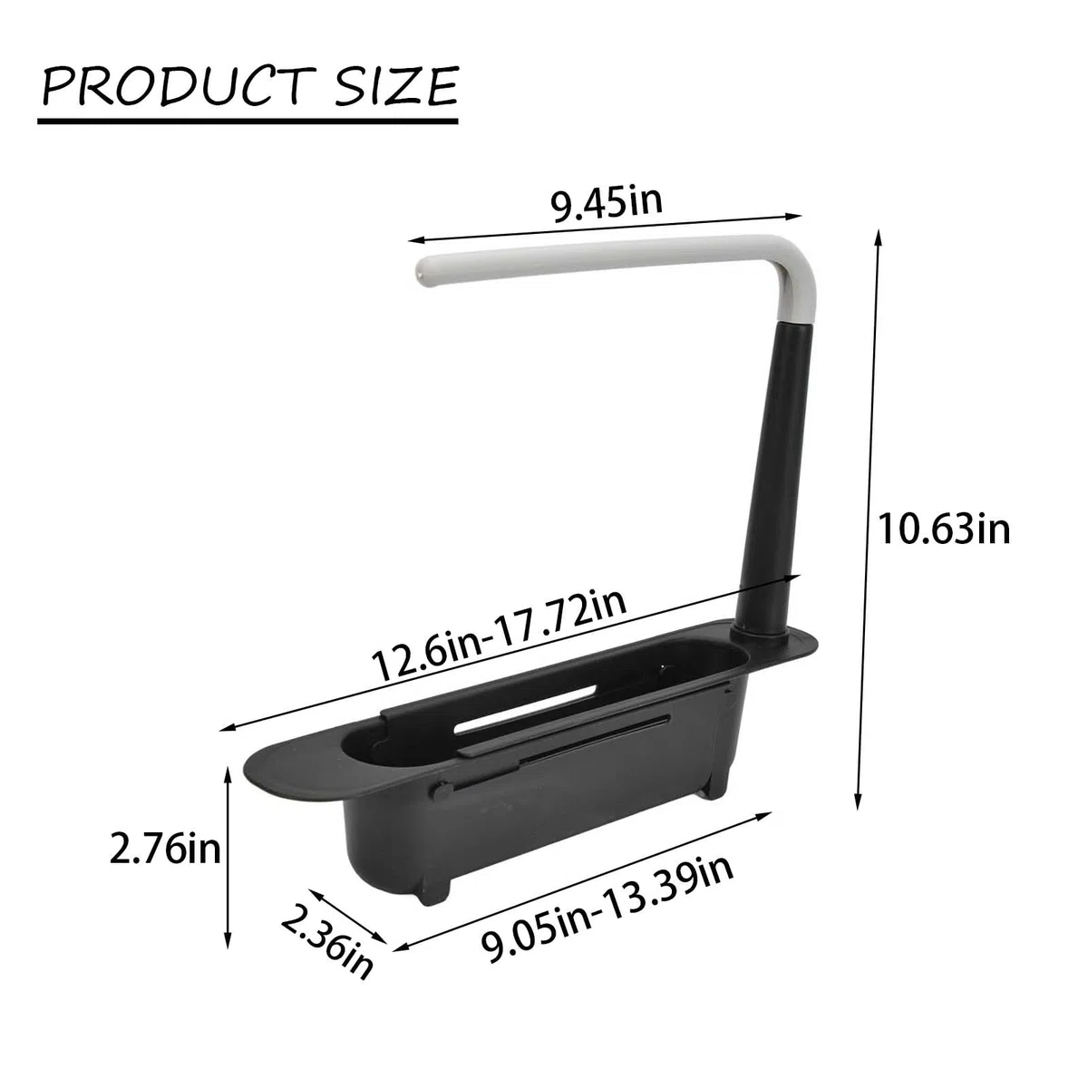 Porta Spugne Lavello Cucina 32-38CM Scalabile Porta Spugna Cucina Lavello Organizer Lavello Cucina Portaspugne per Lavello Cucina Porta Spugne Cucina per Disporre Stracci Spugne (Nero)