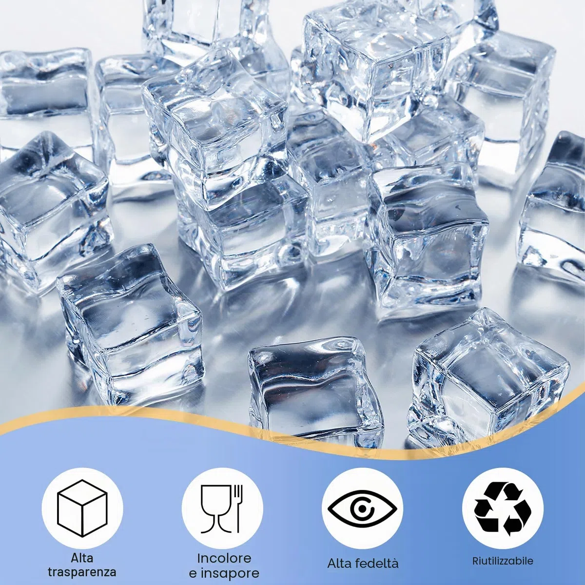 50 Cubetti di Ghiaccio Artificiali Trasparenti da, Riutilizzabili, Irregolari, in Plastica, Cubetti di Ghiaccio Quadrati in Acrilico per Fotografia, Feste, Decorazione Della Cucina