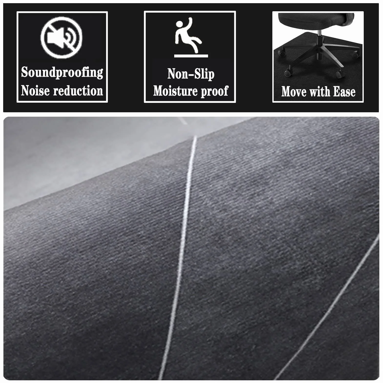 Tappeto per Sedia Ufficio Gaming Tappetino Protettivo per Sedia da Ufficio Gaming Antiscivolo Tappetino di Protezione per Pavimento Tappeto Multiuso Tappetino per Pavimenti Chairmat Rotondo 100 cm