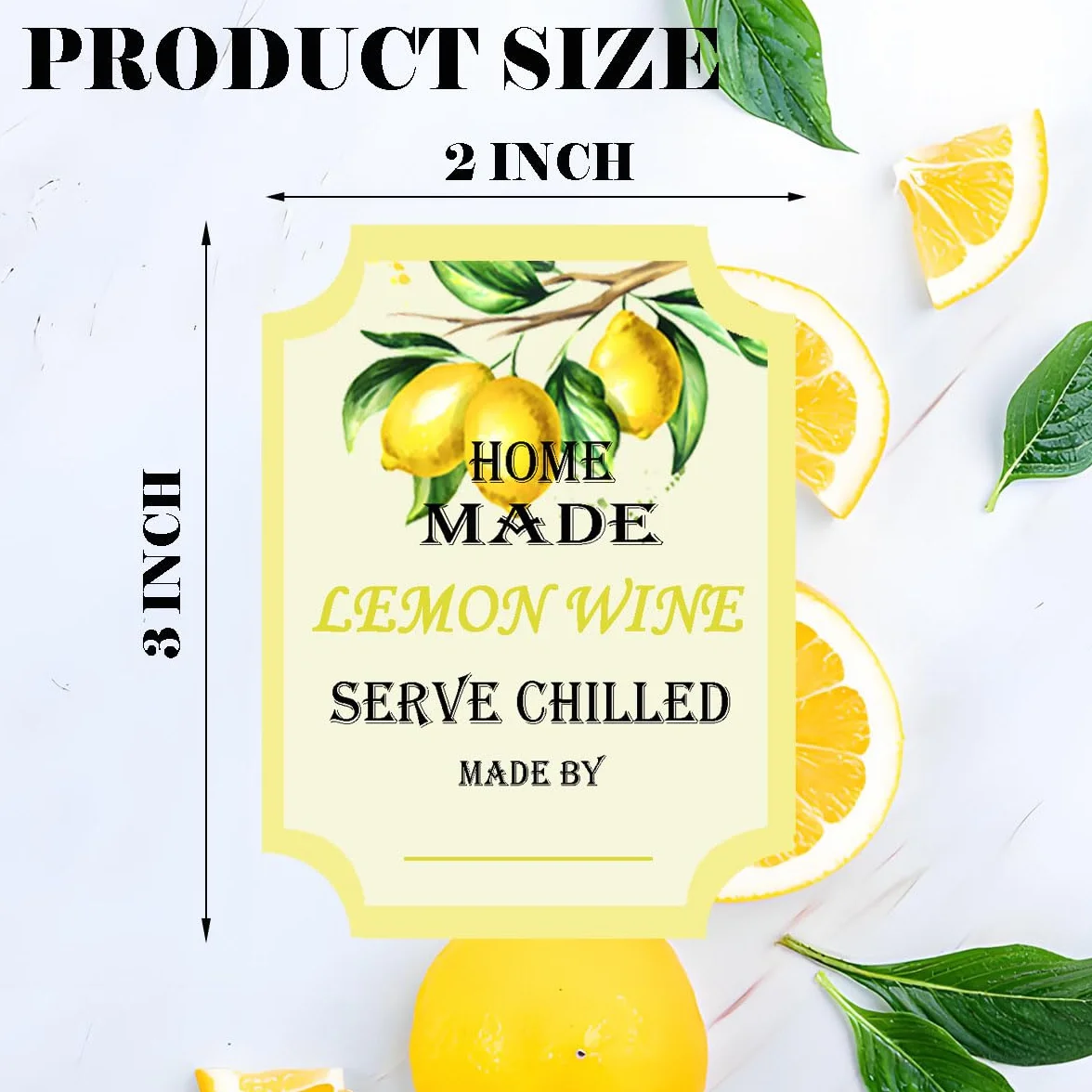 18 Etichette al Limone Fatte in Casa per Bottiglie di Vino e Bevande, Adesive Fai da Te (5 x 7,6 cm)
