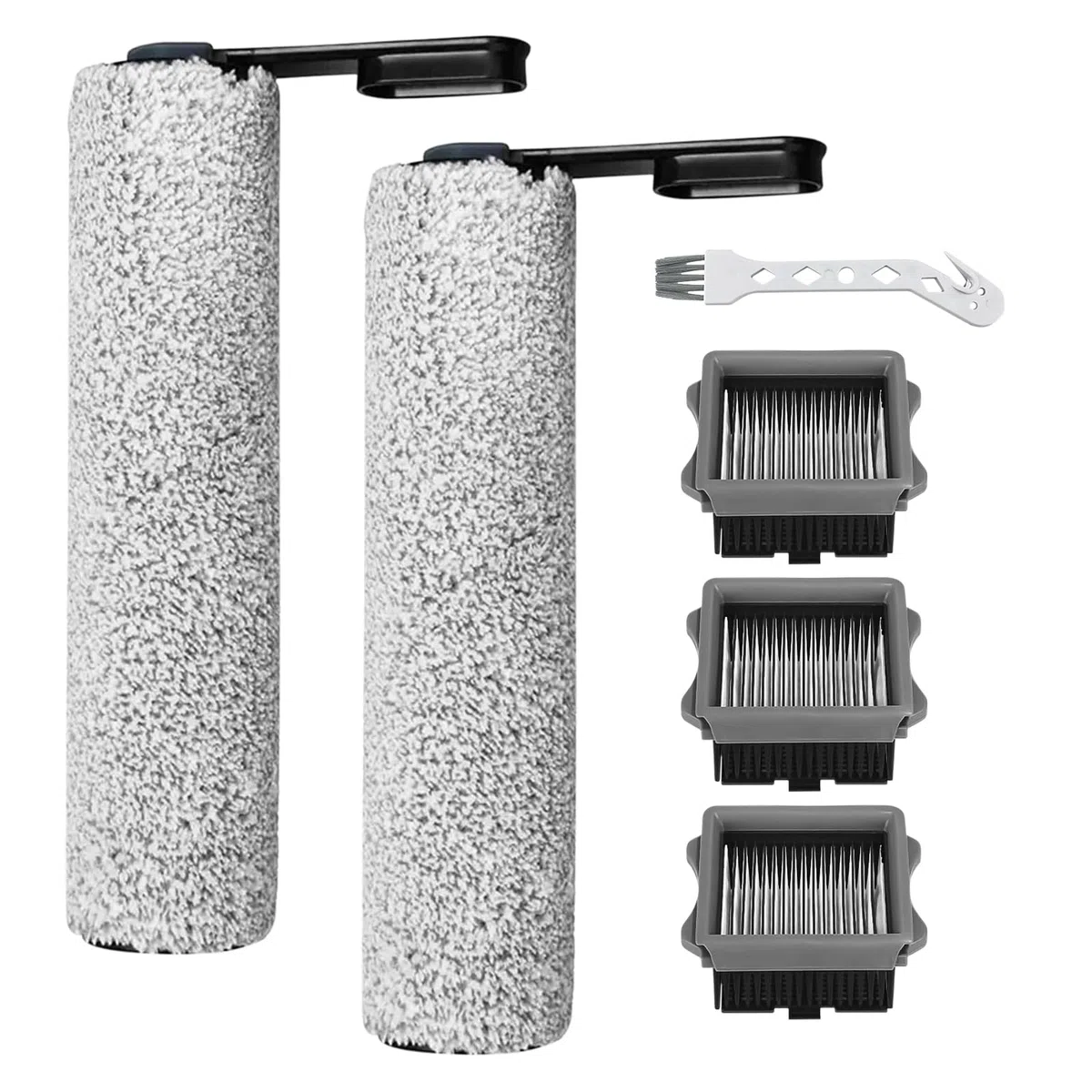 Spazzole a Rullo e Filtro Ricambi per Tineco Floor One S5/ S5 Pro, Aspirapolvere per liquidi e asciutti Parti di ricambio (2 Spazzole a Rullo + 3 Filtri HEPA + 1 Spazzola di Pulizia)