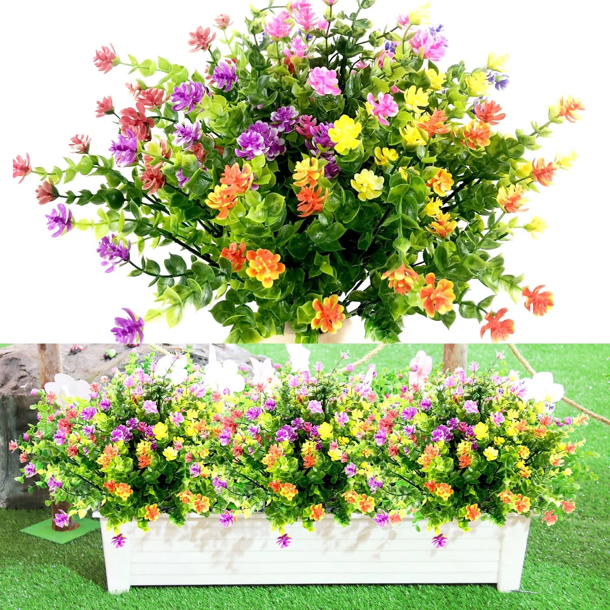 7 Pacchetti di Stili Diversi Fiori di Plastica Fiori Finti per Decorazioni Fiori da Esterno, Fiori Finti da Esterno per Balcone, per La Decorazione Del Giardinaggio di Nozze In Giardino