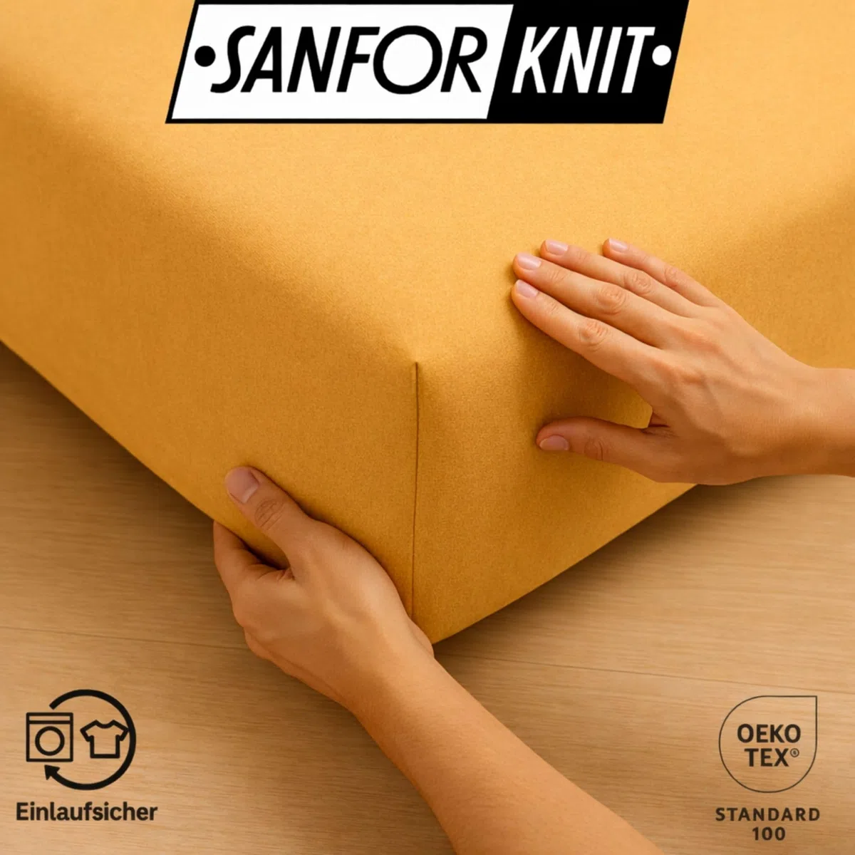 Exklusiv Heimtextil - Lenzuolo con angoli elasticizzati in jersey, 100% cotone, elastico perimetrale, in diverse misure e colori, Öko-Tex Standard 100, 90-100 x 200 cm, colore giallo