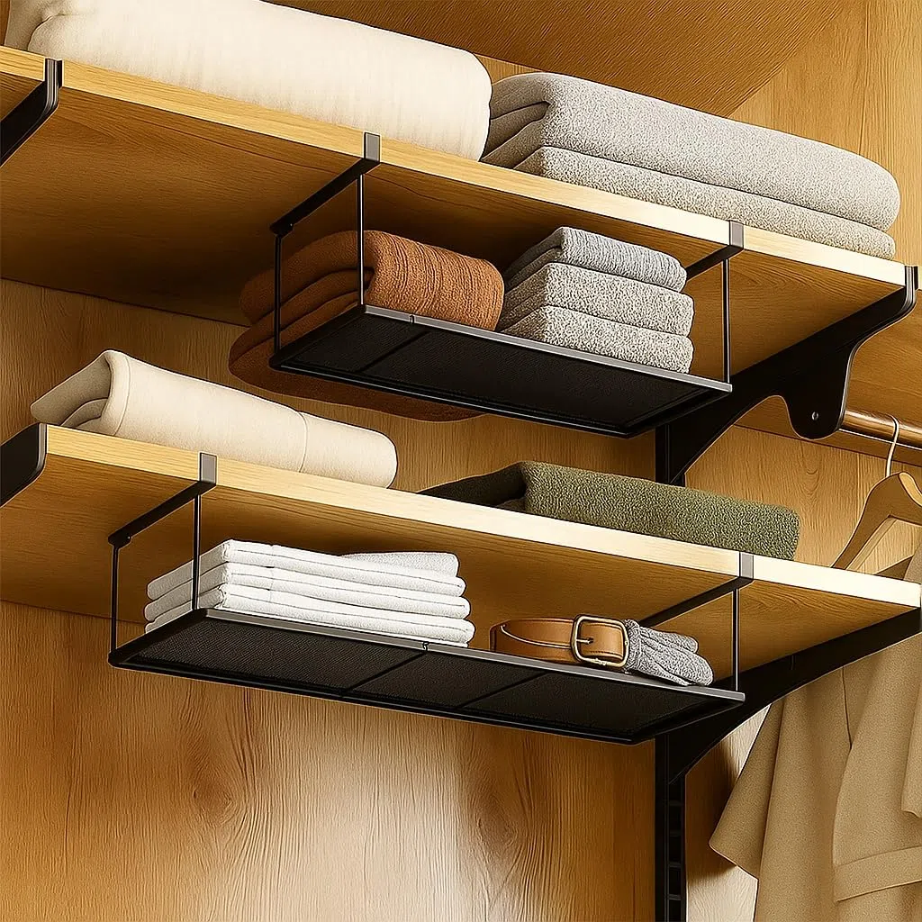 Organizer espandibile sotto gli armadietti, cestino sotto la mensola, organizer dispensa multifunzionale,da 38 a 70 cm, per riporre in cucina, camera da letto e ufficio(Nero)