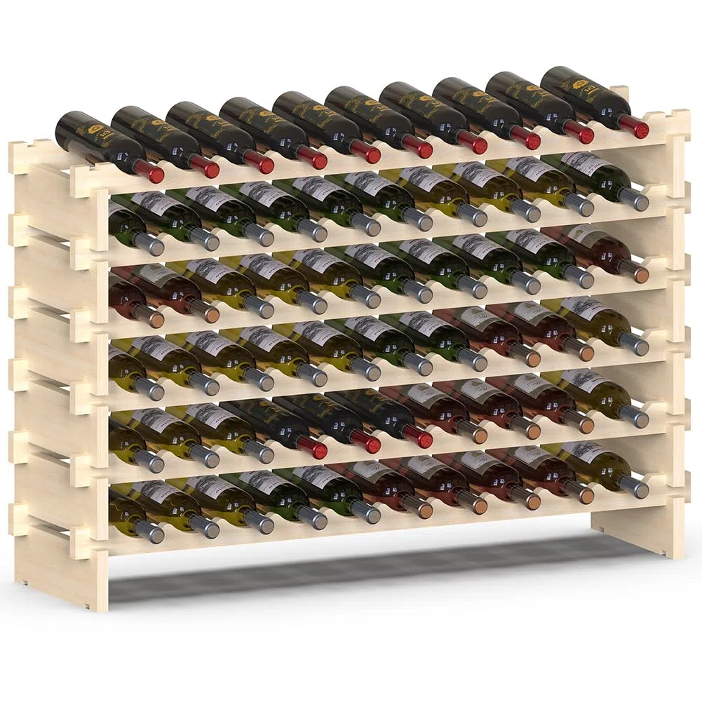 BAKAJI Cantinetta Portavino in Legno con 60 Scomparti Porta Bottiglie di Vino, Champagne, Portabottiglie da Terra, Cantina Angolo Bar per Salotto, Cucina, Bistrot, Ristorante 110 x 30 x 80.5 cm