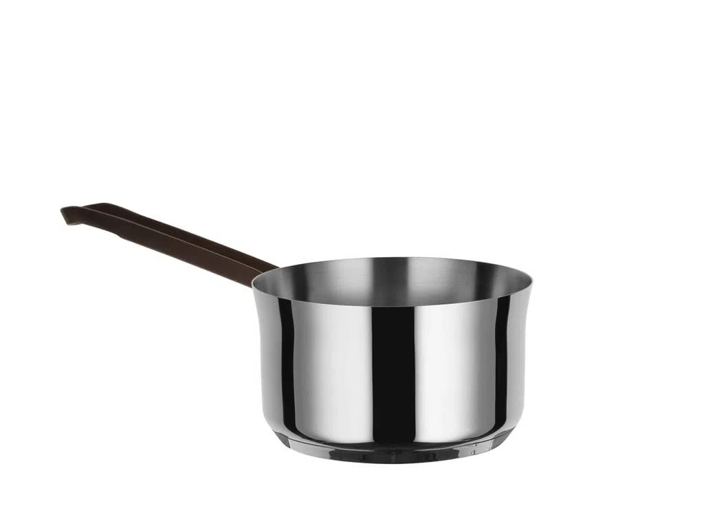 Alessi edo | PU105/16 - Casseruola a Manico Lungo in Acciaio Inox, Manico in Acciaio Inox con Rivestimento in PVD, Marrone