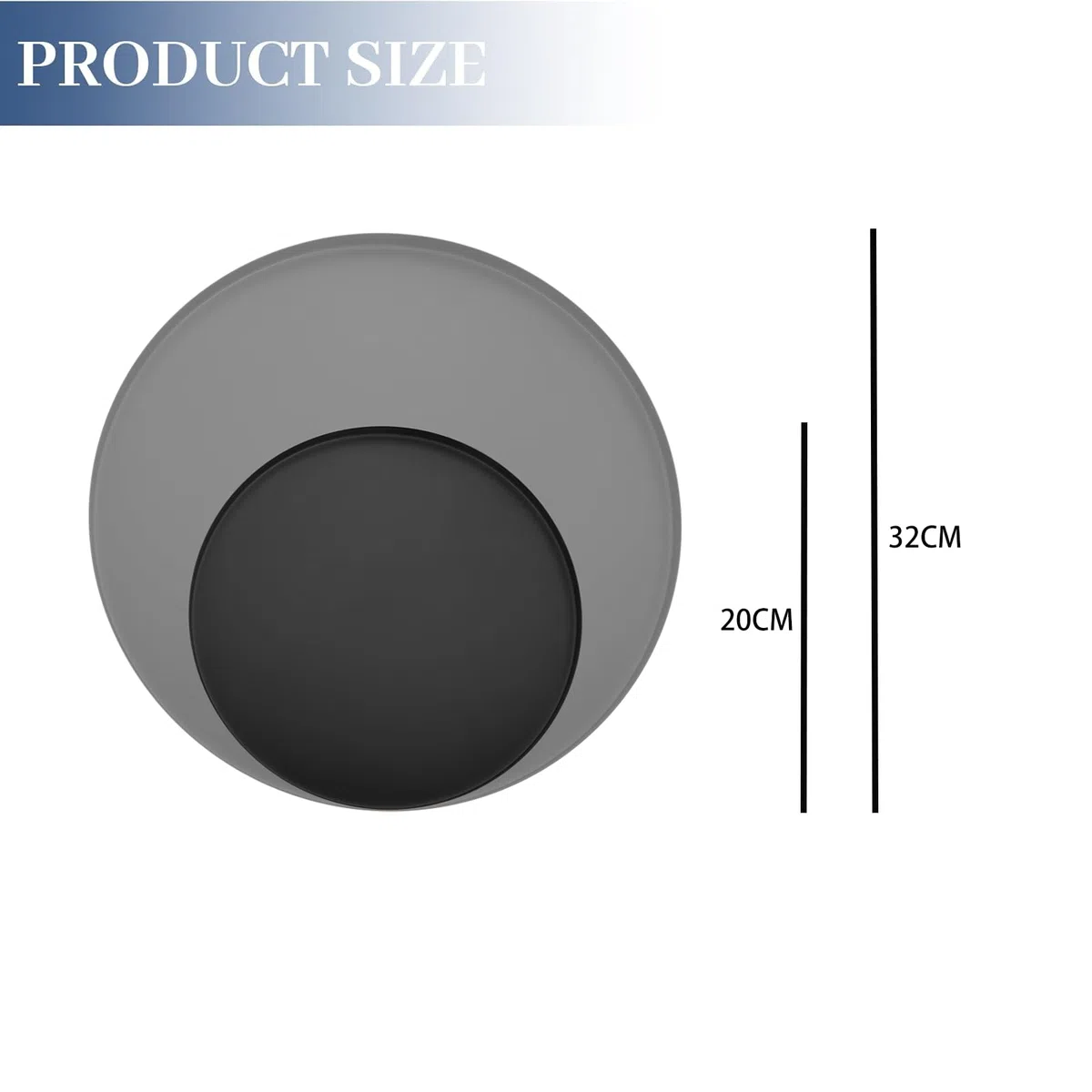 Vassoi Decorativo Rotondo Nero di Immagazzinaggio Dell'organizzatore, Vassoio da Portata in Metallo in Acciaio Inox per Portaoggetti Gioielli di Candele Profumo (Ø20 cm, nero)