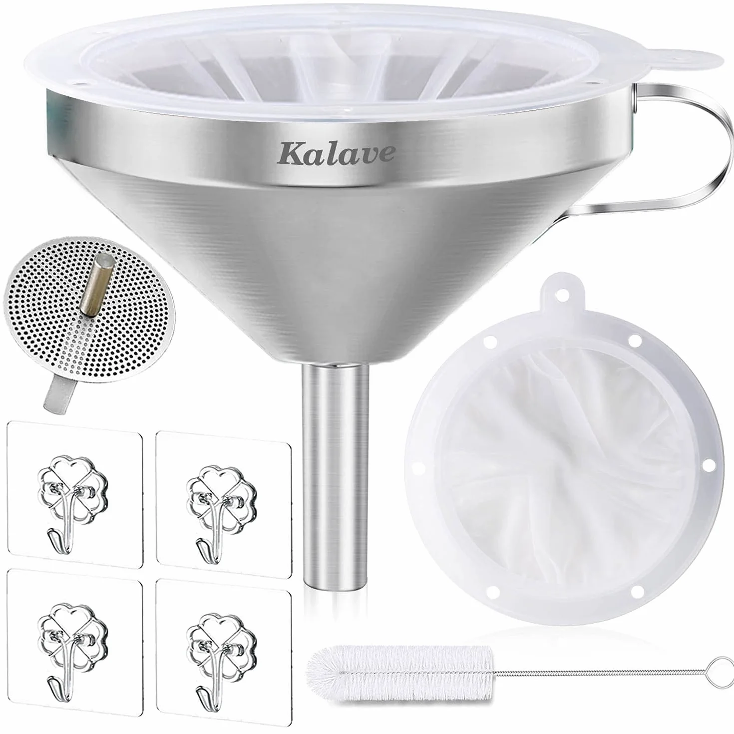 Kalave - Imbuto da cucina di alta qualità, con filtro a rete da 200 mesh filtri, imbuto in acciaio inox per riempire bottiglie (13 cm)