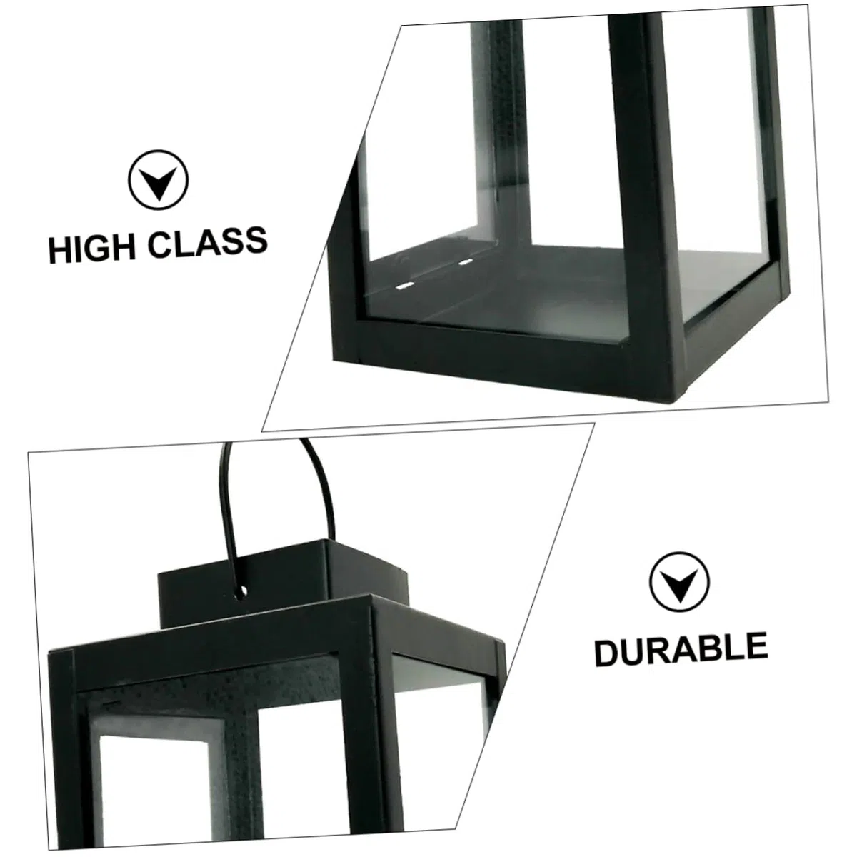 Holibanna Lanterna da Vento Retrò in Ferro Nero Decorativa per Candele, Lampada da Esterno Raffinata e Semplice, per Banchetti e Allestimenti Scenici