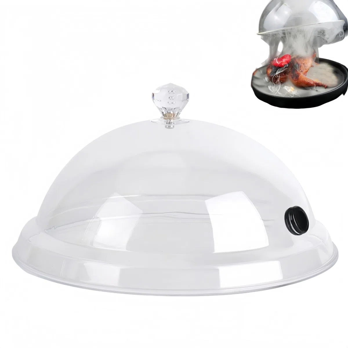 Coperchio a Cupola a Cloche per Affumicatura, Accessorio per Pistola Affumicatrice in Plastica per Cibi e Bevande, Esalta il Sapore con Display Trasparente per Feste Ed Eventi (L)