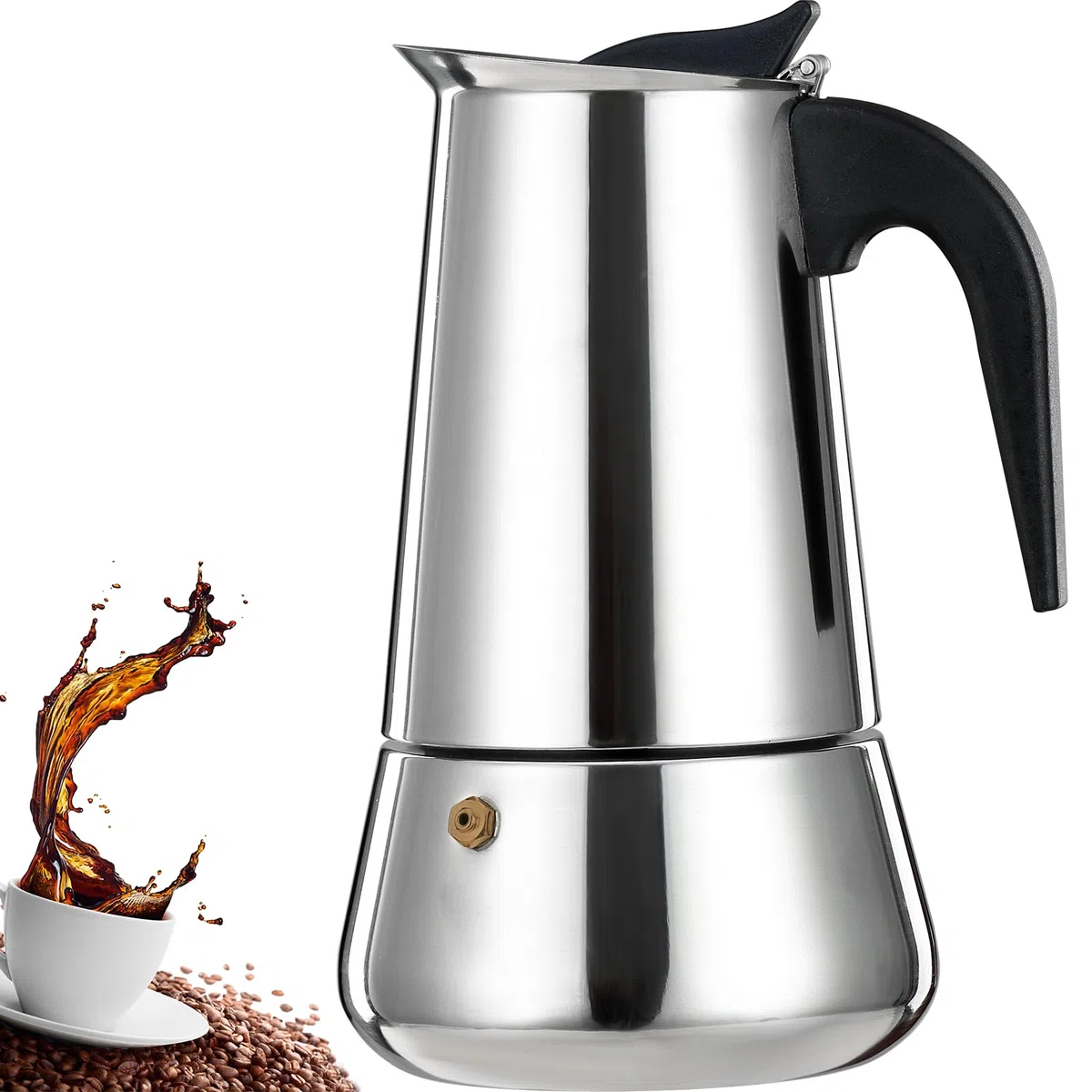 6 Tazze Stovetop Espresso Maker Moka Pot Espresso Maker in acciaio inox Percolator Italian Coffee Maker Capable Mocha Coffee Machine Cafe Classic Maker for Home e Camping 300ml 10oz