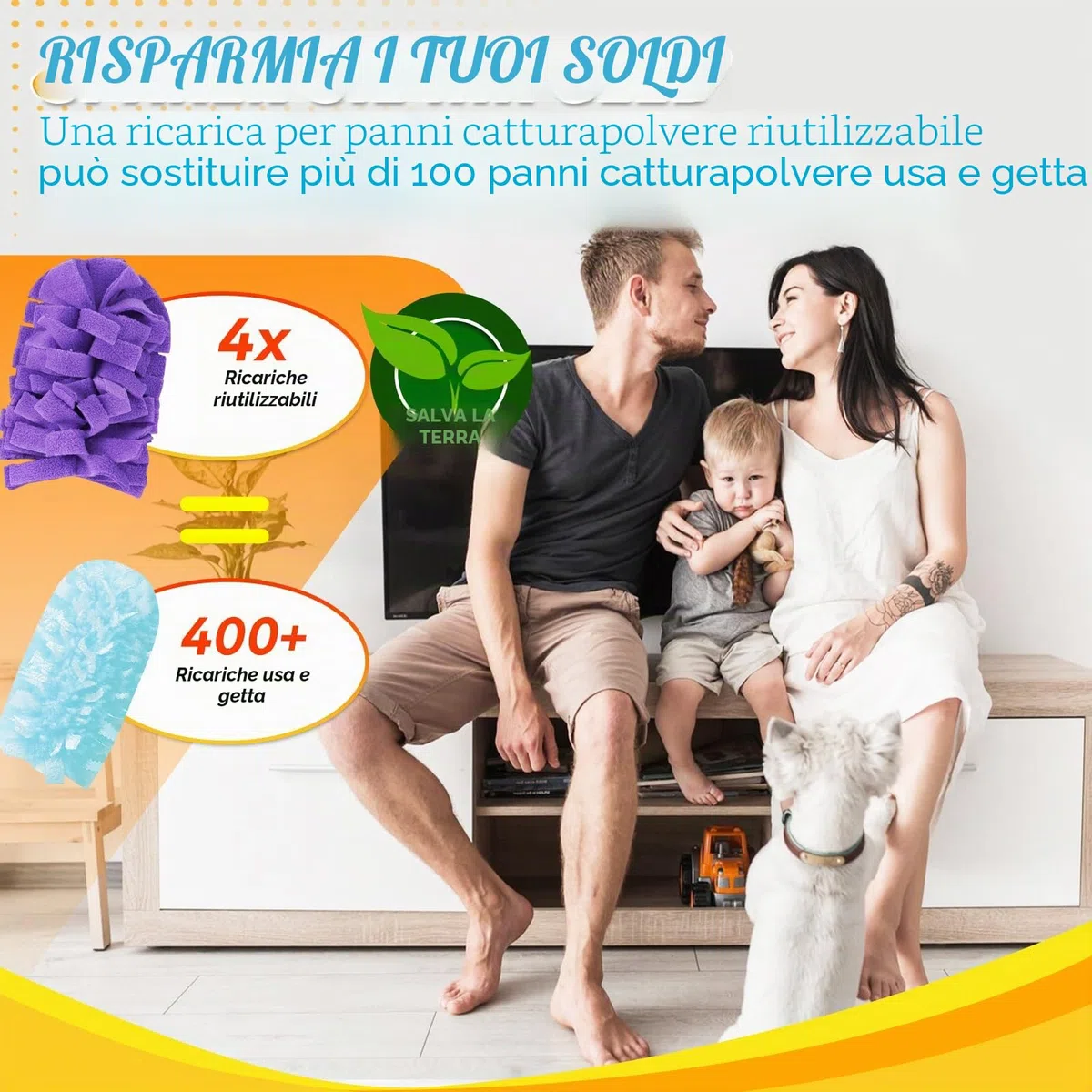 KEEPOW Ricariche Riutilizzabili per Swiffer Panni Catturapolvere, Super Assorbente in Microfibra per Swiffer Duster Piumini Catturapolvere, per Intrappolare Sporco e Polvere, 4 Pezzi