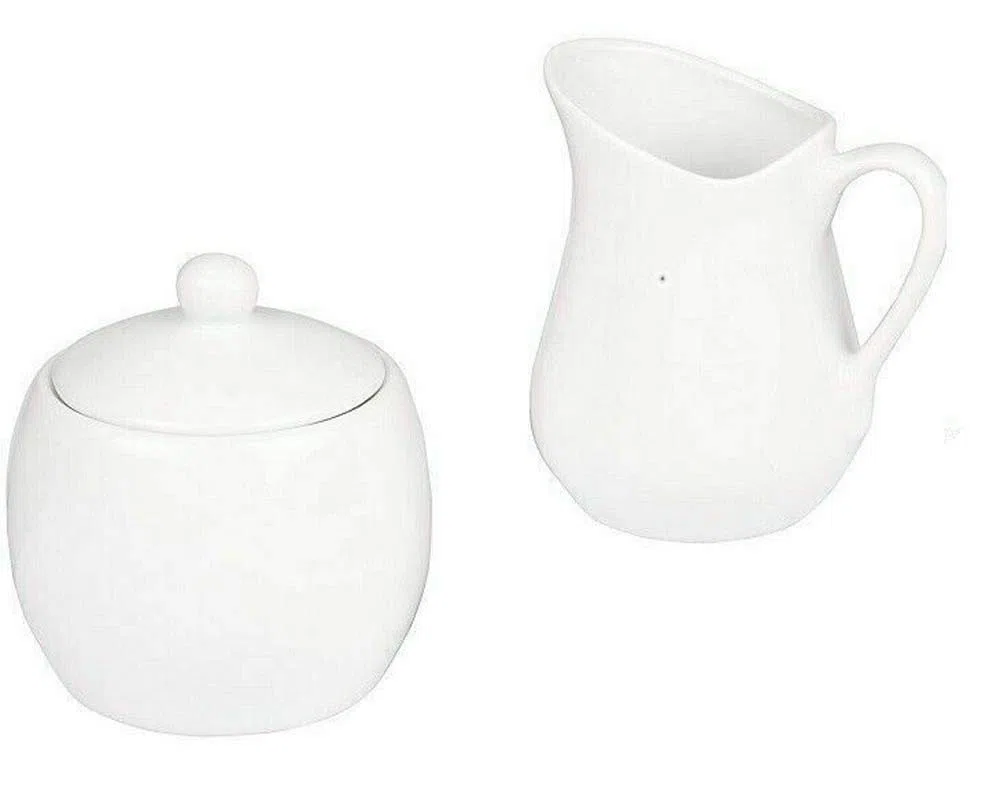 FOFO' Set Colazione LATTIERA E ZUCCHERIERA in Ceramica Bianca Lucida