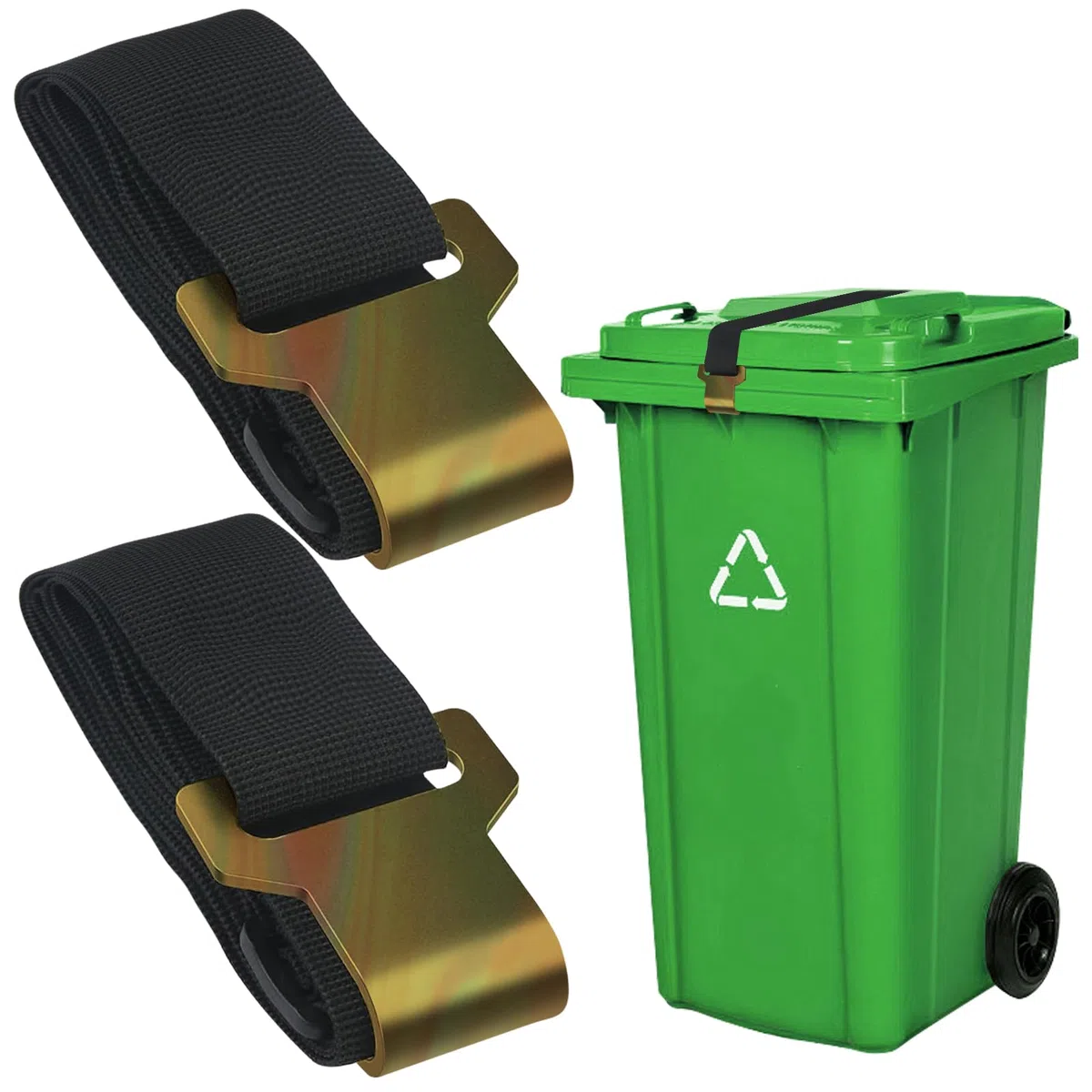 2 Trash Can serrature per coperchio bidone della spazzatura a prova di orso, chiusure per bidone della spazzatura per animali, chiusura regolabile per bidone della spazzatura per animali